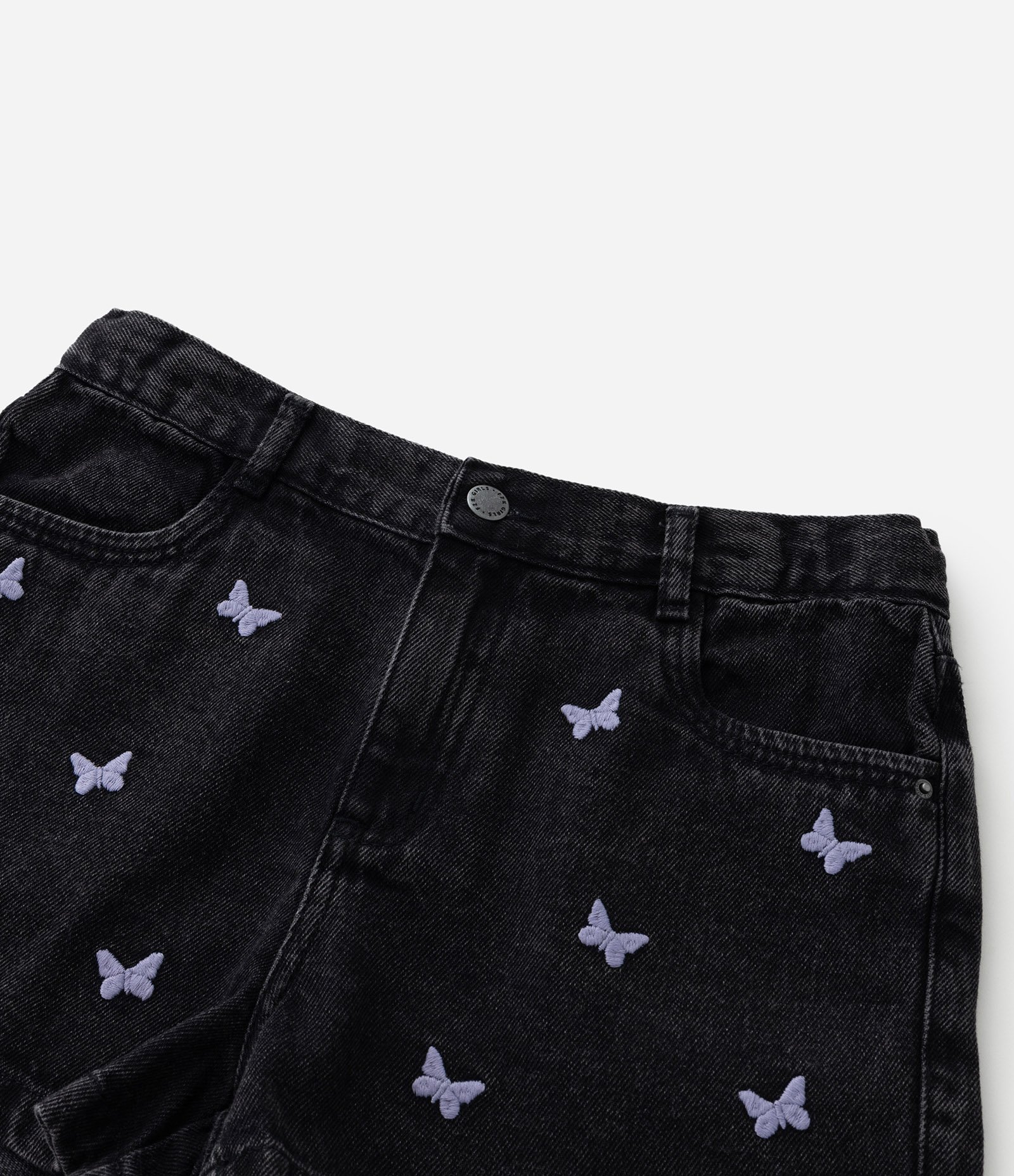 Short Infantil com Bordado de Mini Borboletas - Tam 5 a 14 Anos Preto 5