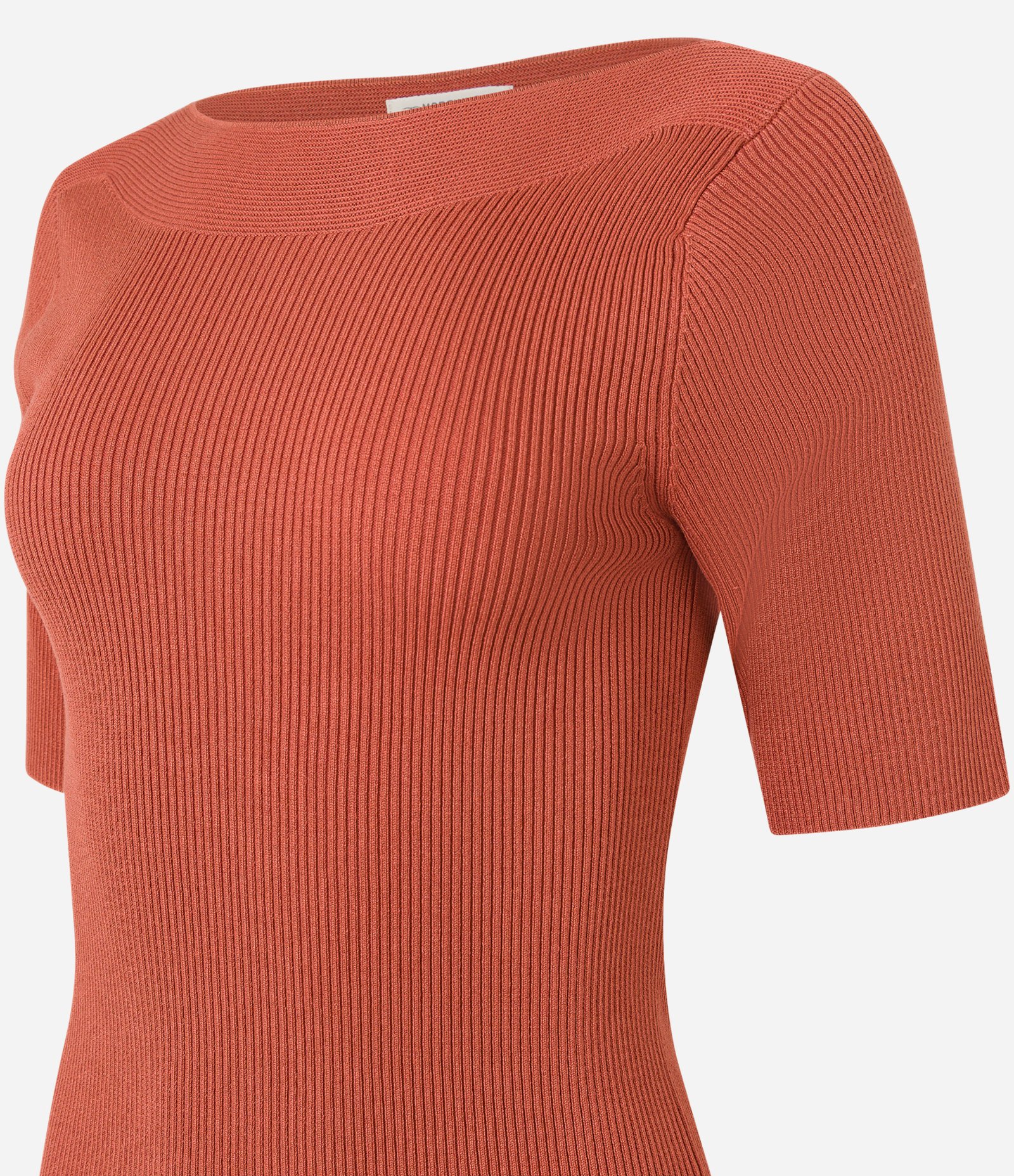 Blusa Canelada em Tricô com Decote Canoa Laranja 6