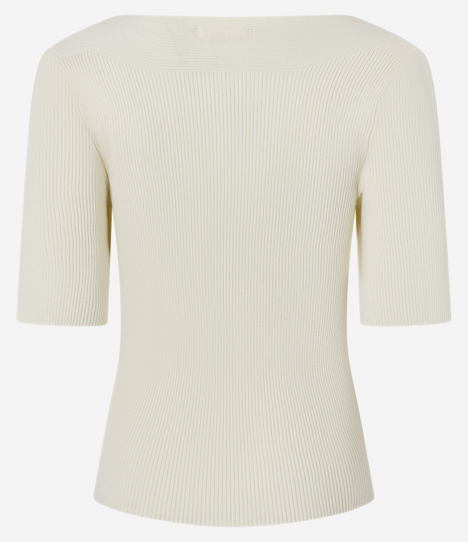 Blusa Canelada em Tricô com Decote Canoa Off White 7