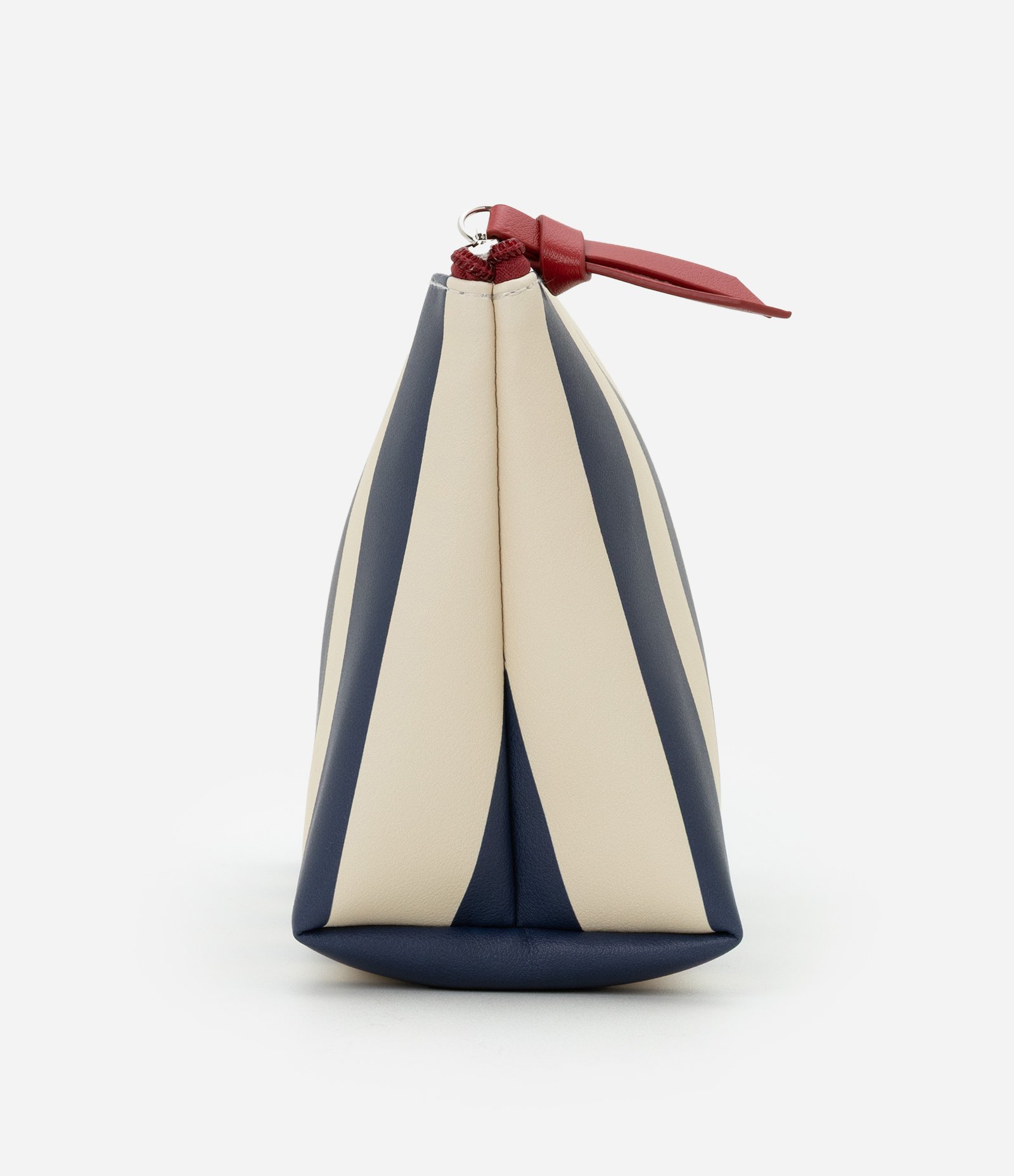 Nécessaire Trapézio Estampada de Listras Largas Bege/Azul Marinho 2