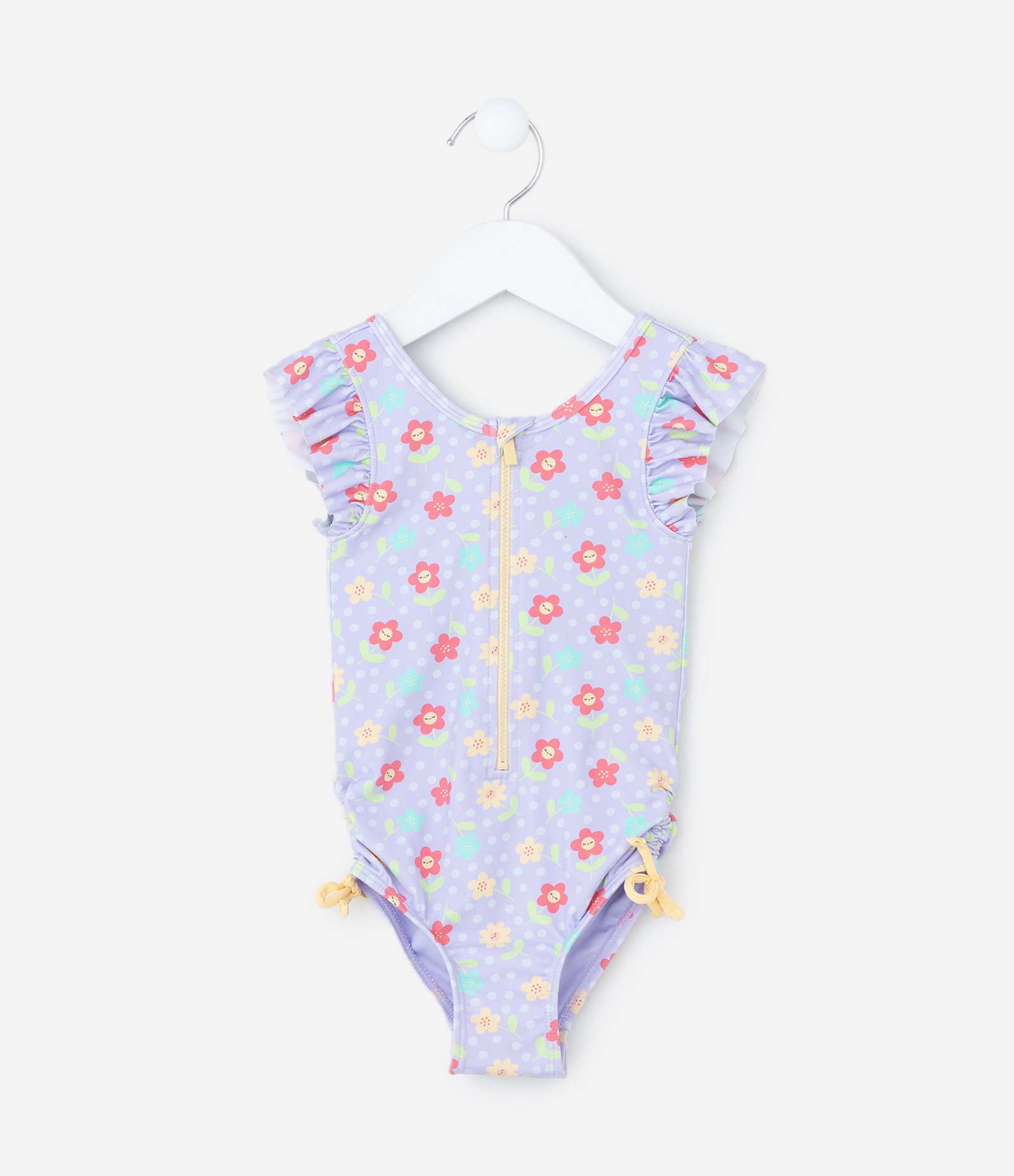 Maiô Infantil com Amarração Lateral e Proteção UV - Tam 1 a 4 Anos Lilás 1