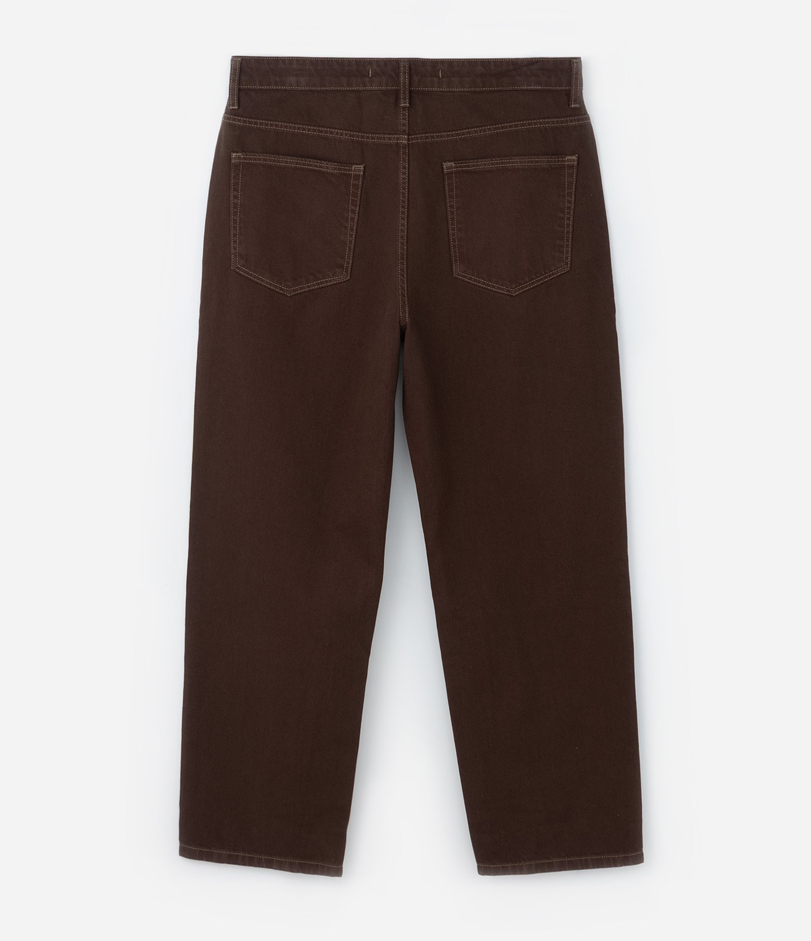 Calça Baggy em Sarja com Bolsos Marrom 6