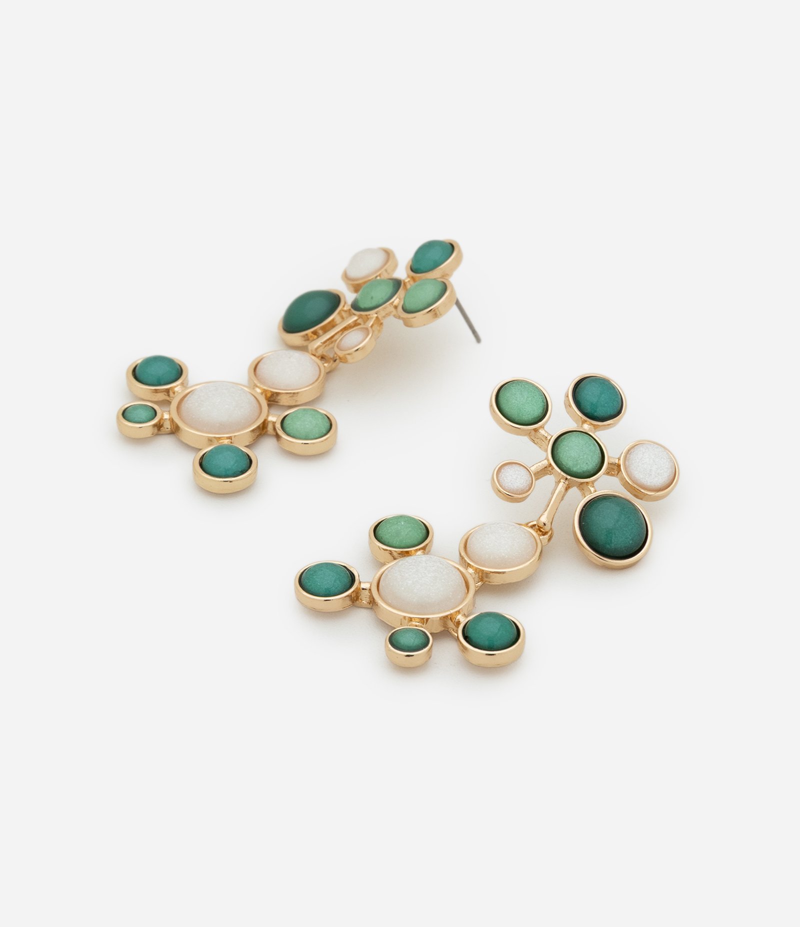 Brinco Médio com Esferas Diversas Verde/Off White 2