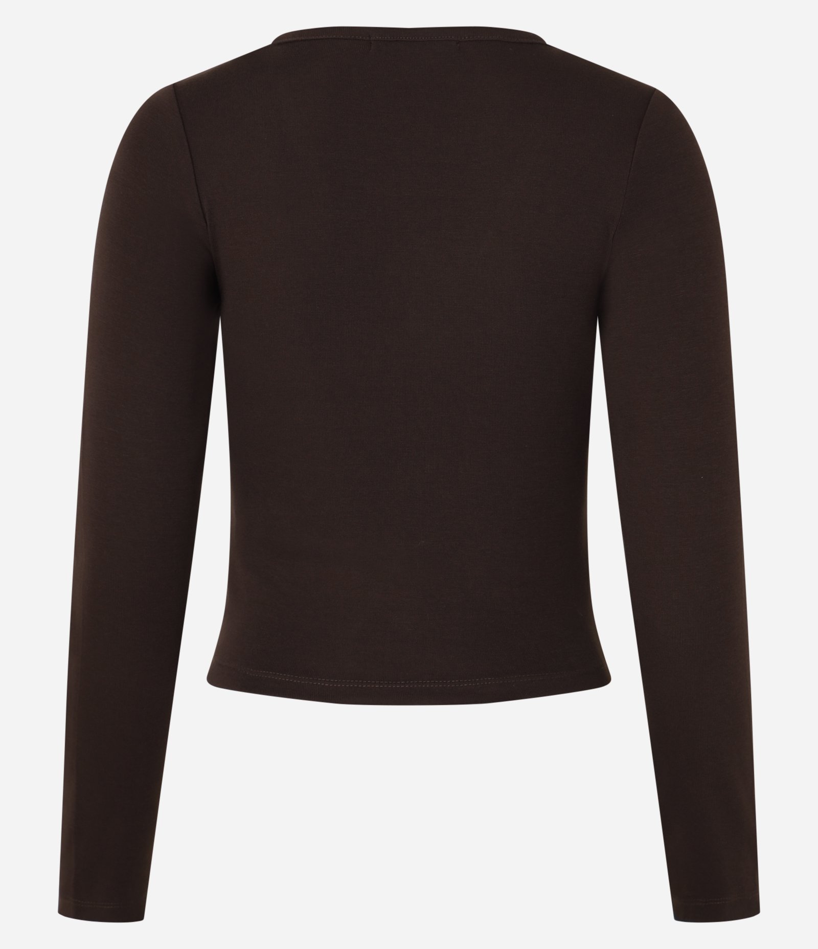 Blusa Canelada em Ribana com Miçanga no Decote V Marrom 8