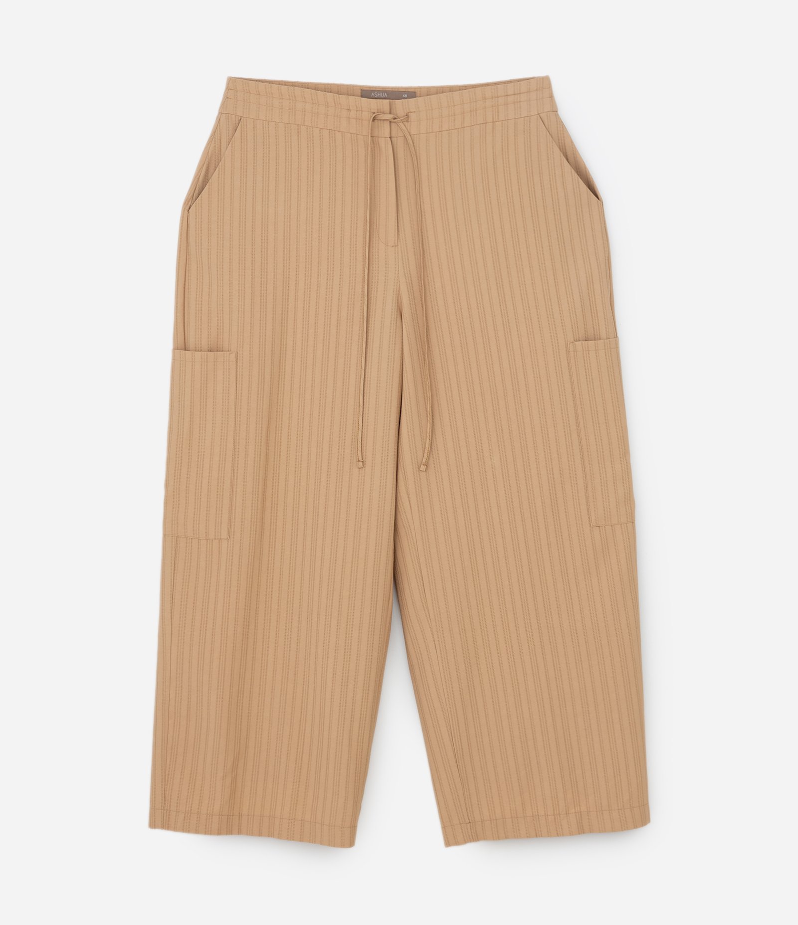 Calça Wide Leg Alfaiataria com Amarração Curve & Plus Size Bege Caramelo 5