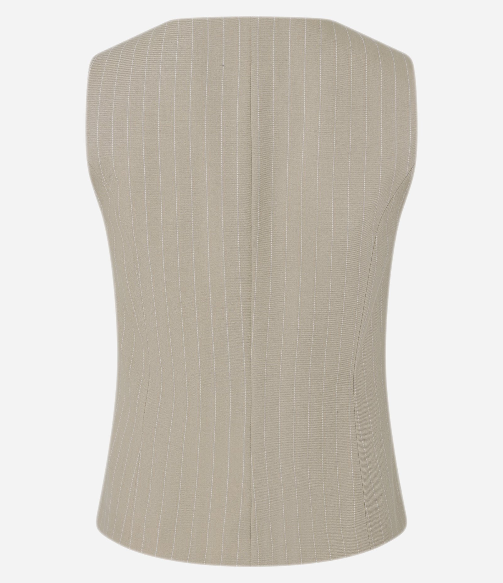 Colete Alfaiatado com Barra Recortada e Riscas de Giz Bege 6