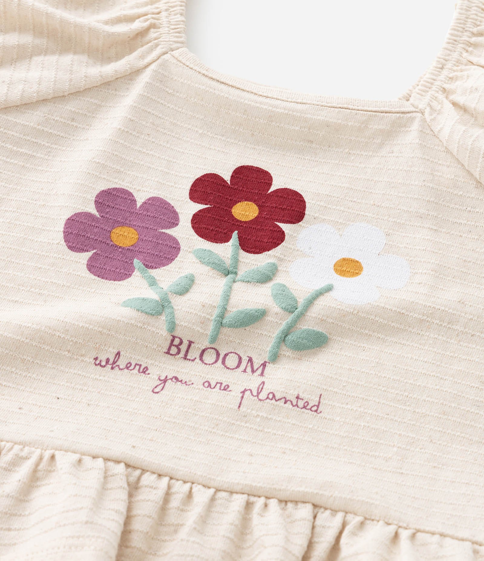 Blusa Infantil Texturizada com Estampa Florzinhas - Tam 1 a 6 Anos Bege 6