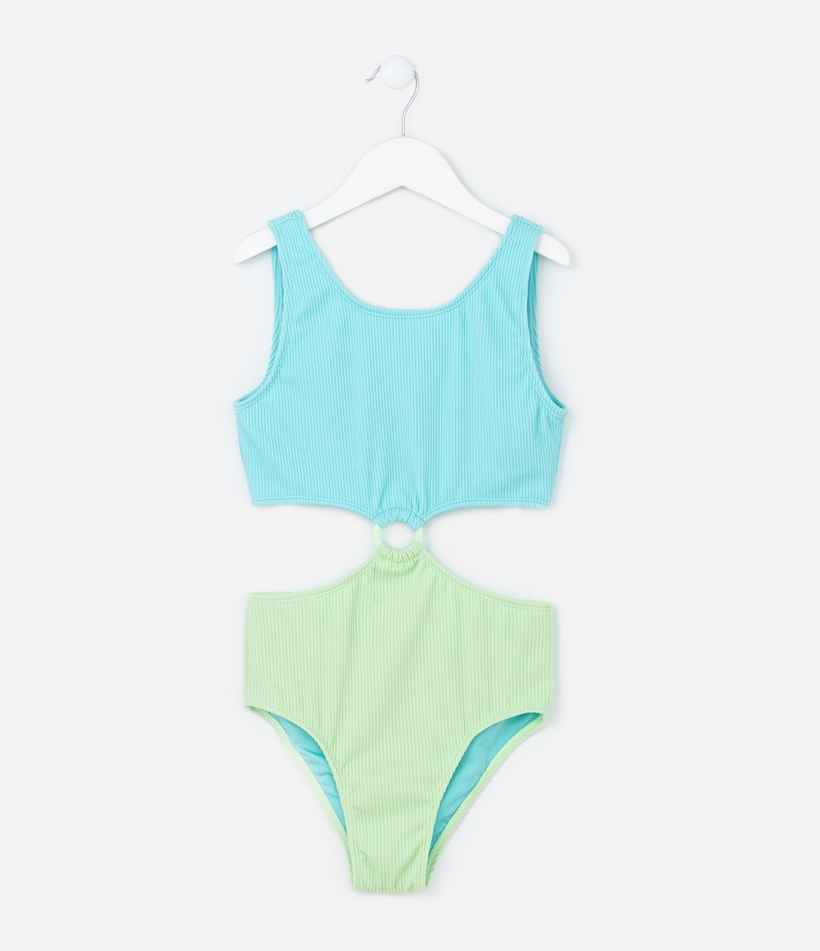 Maiô Infantil com Proteção UV e Recorte - Tam 7 a 16 Anos Azul/Verde 1