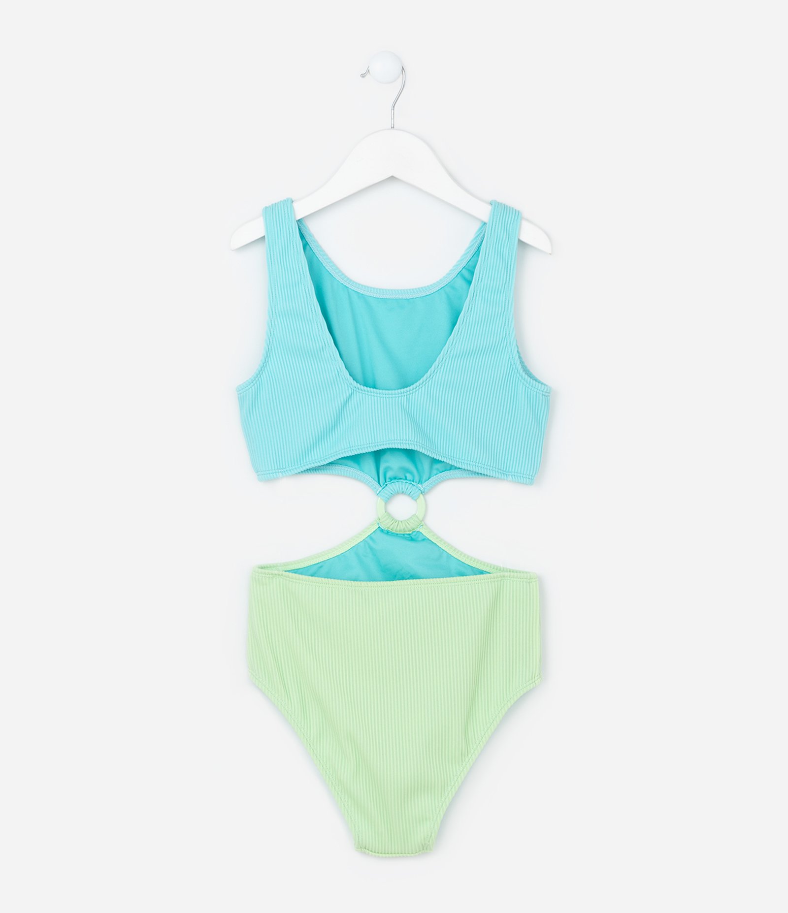 Maiô Infantil com Proteção UV e Recorte - Tam 7 a 16 Anos Azul/Verde 2