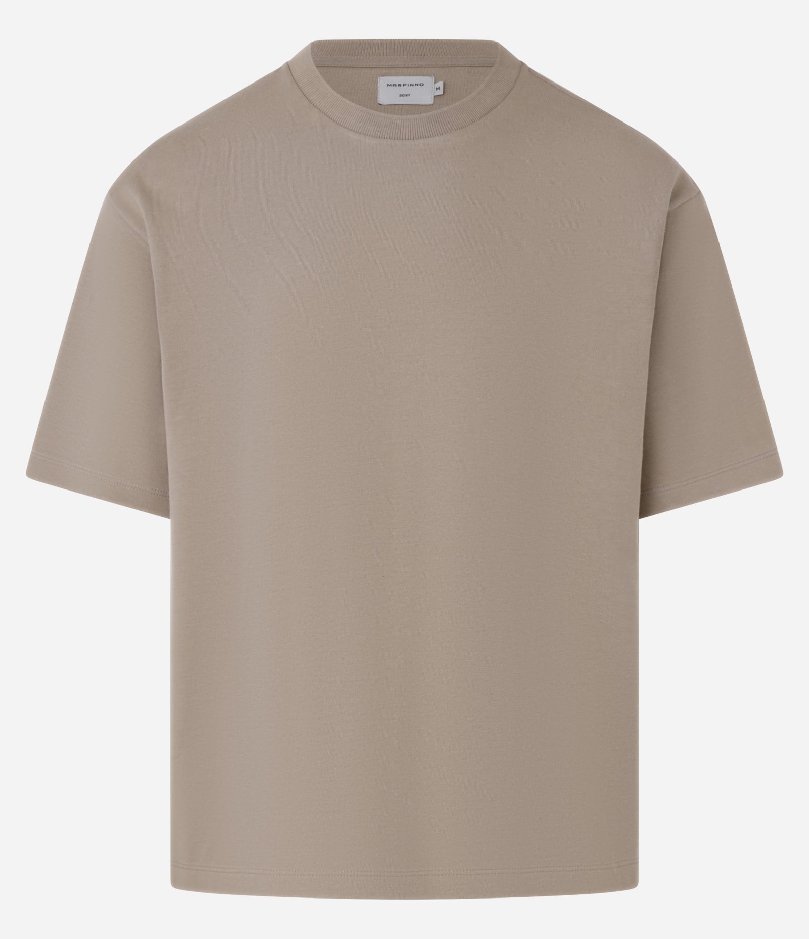 Camiseta Boxy em Malhão com Gola Redonda Marrom 4