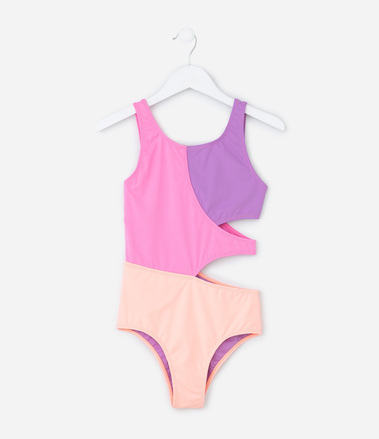 Maiô Infantil com Recortes em Blocos de Cor - Tam 7 a 16 Anos Multicores 1