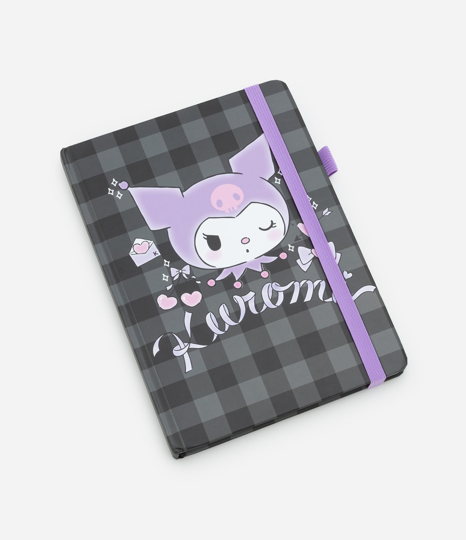 Caderno Pautado e Estampa Xadrez Kuromi Preto 1