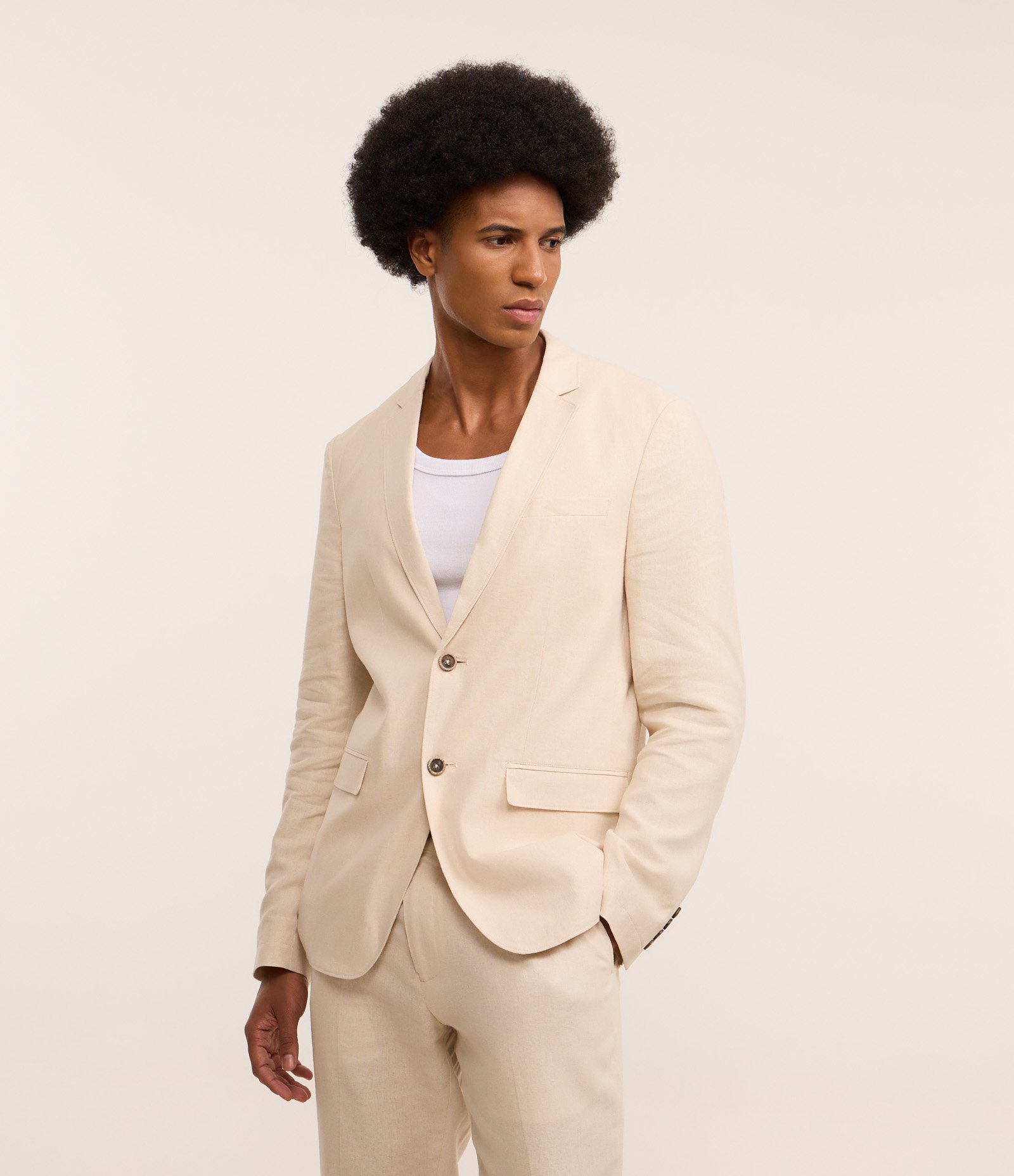 Paletó Social em Viscolinho com Meio Forro Bege 1