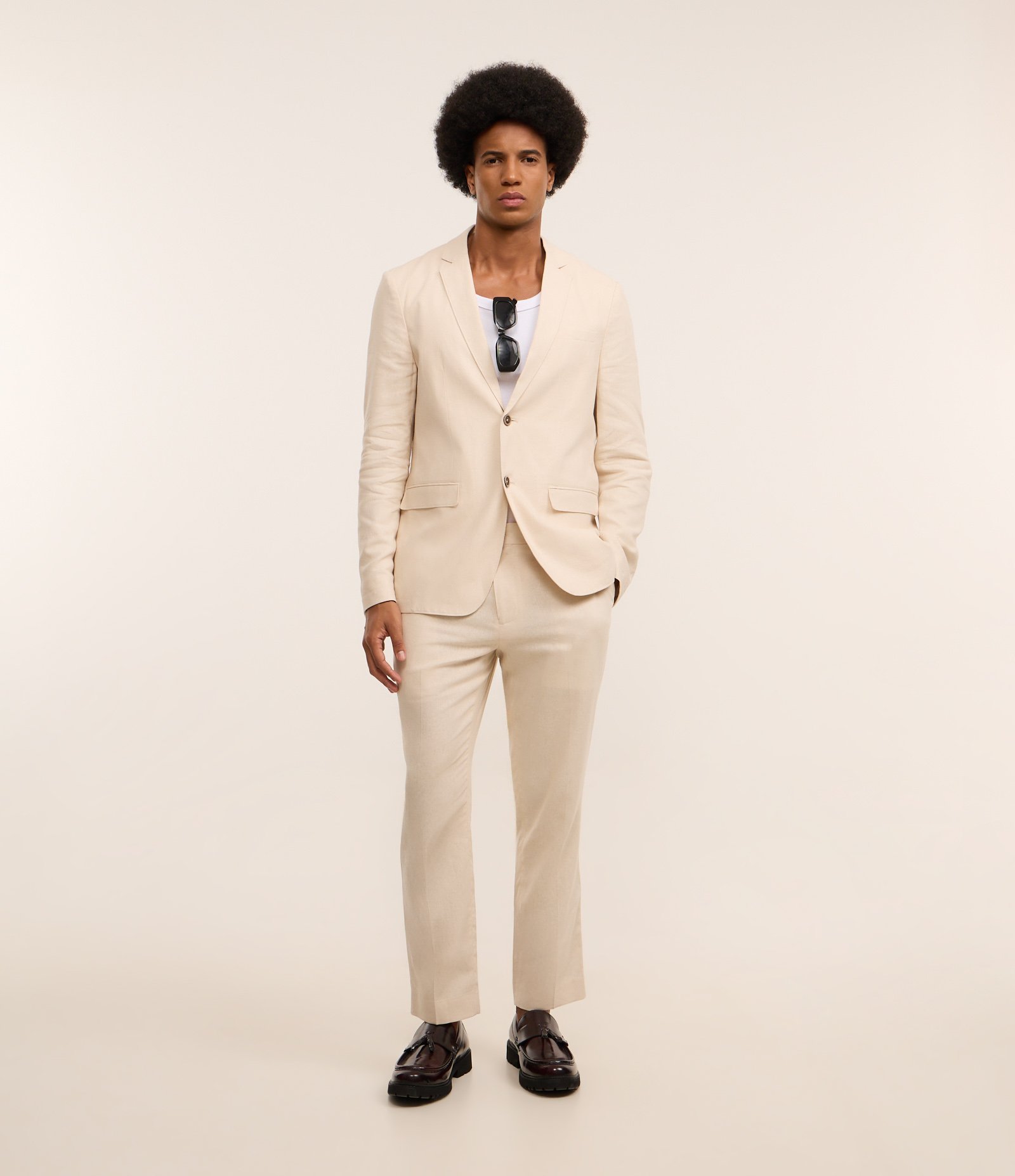 Paletó Social em Viscolinho com Meio Forro Bege 2