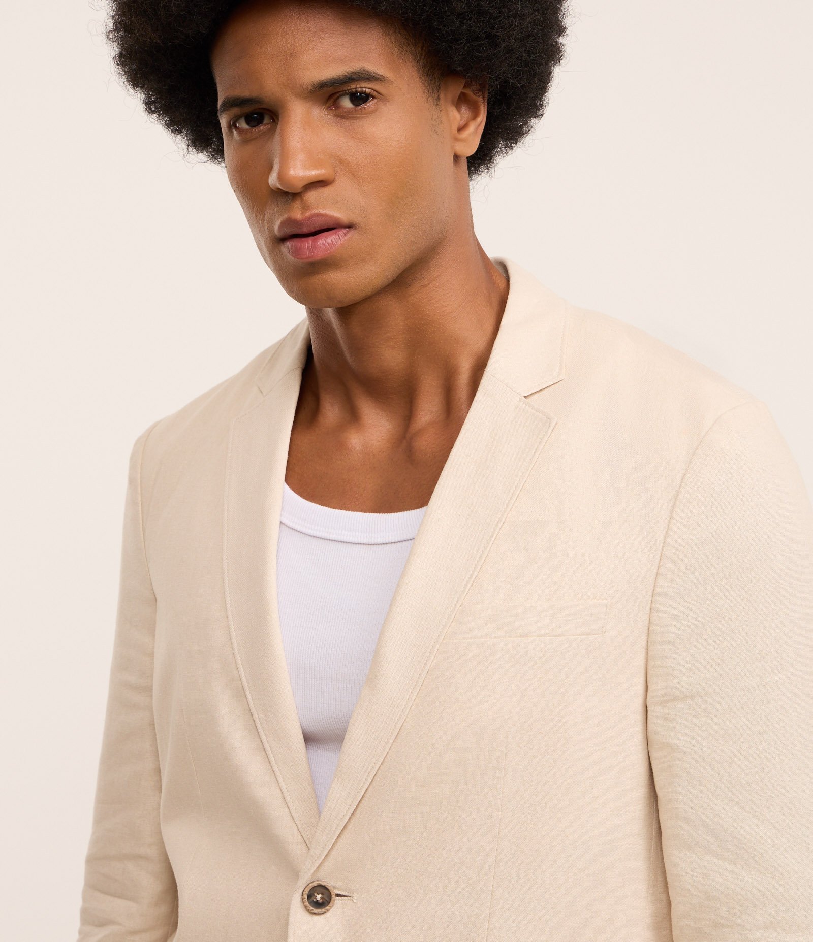 Paletó Social em Viscolinho com Meio Forro Bege 5