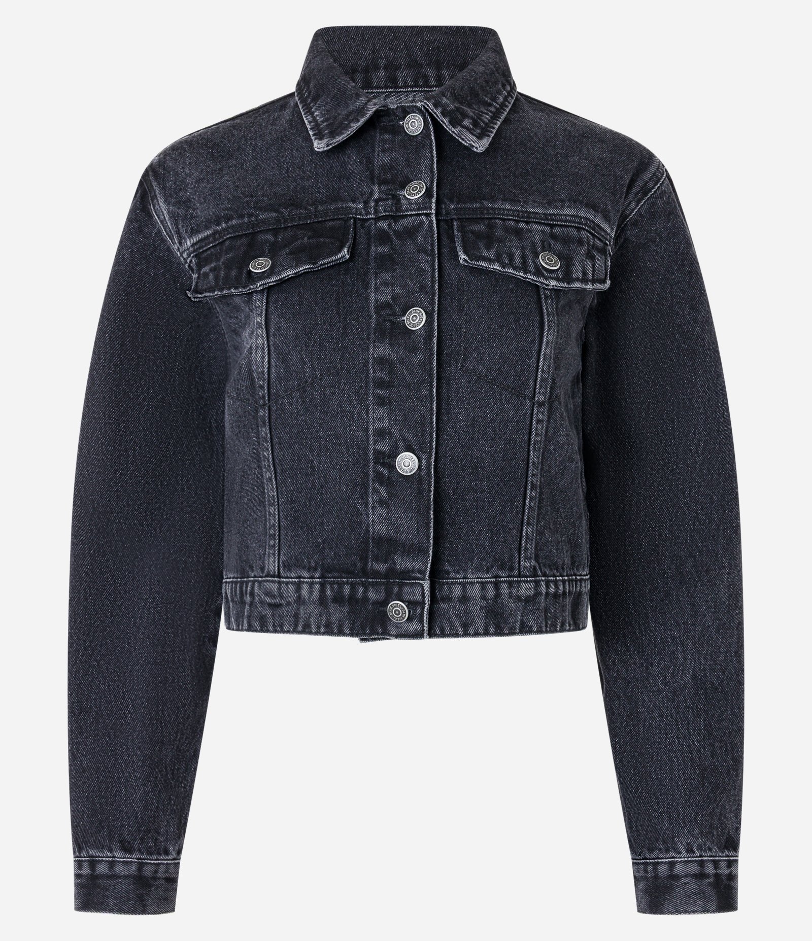 Jaqueta Regular em Jeans com Botões Preto 4
