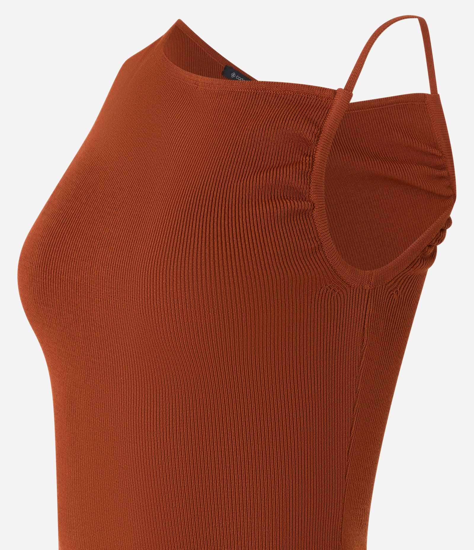 Blusa Canelada em Tricô com Decote Assimétrico Terracota 6