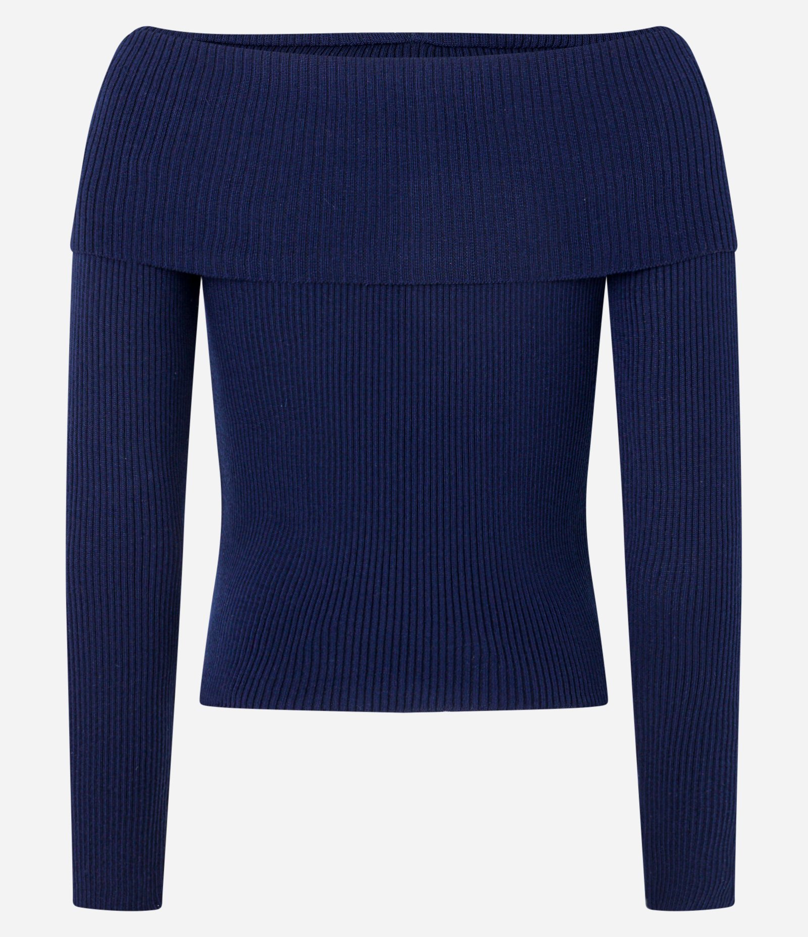 Blusa em Tricô com Pala Virada e Recorte Azul Marinho 6