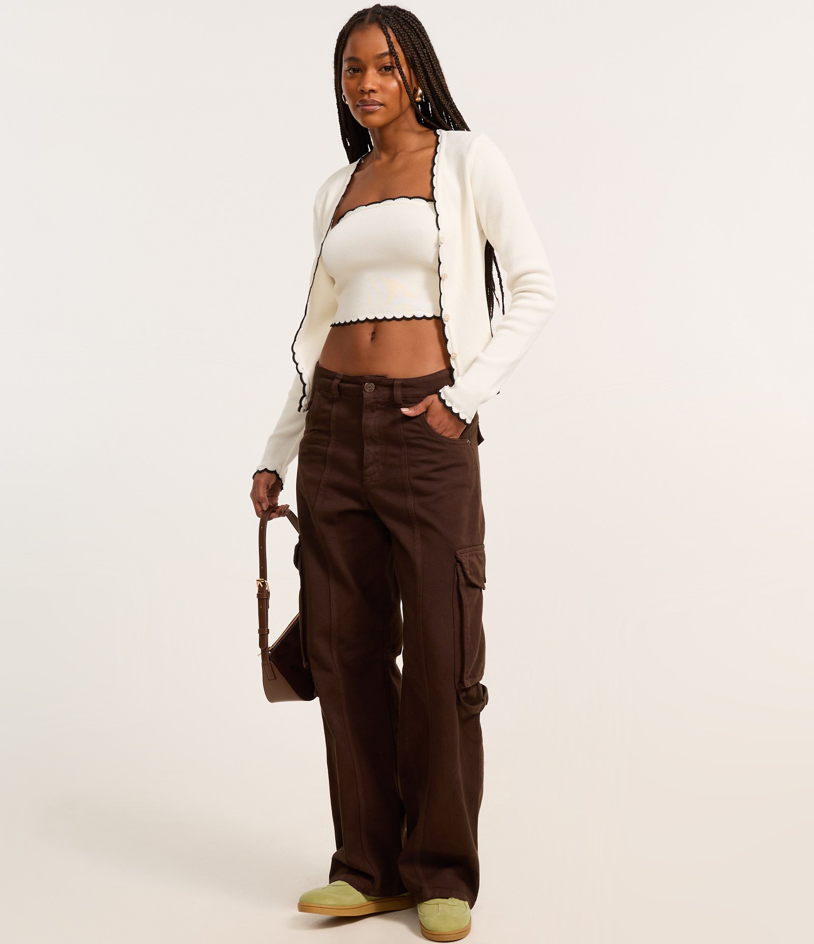 Blusa em Tricô com Detalhe Nuvem e Viés Contrastante Branco 2