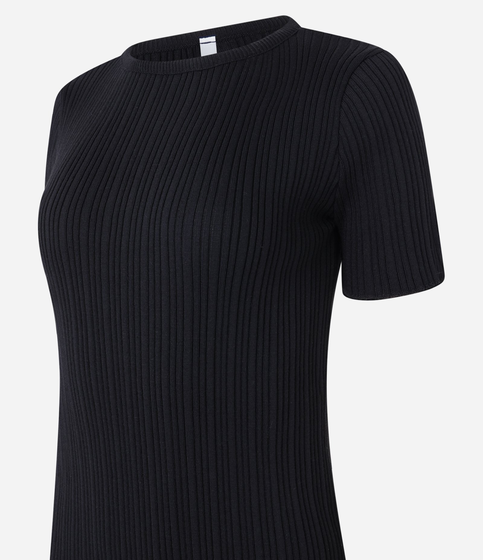 Vestido Curto em Tricô com Manga Curta Preto 5