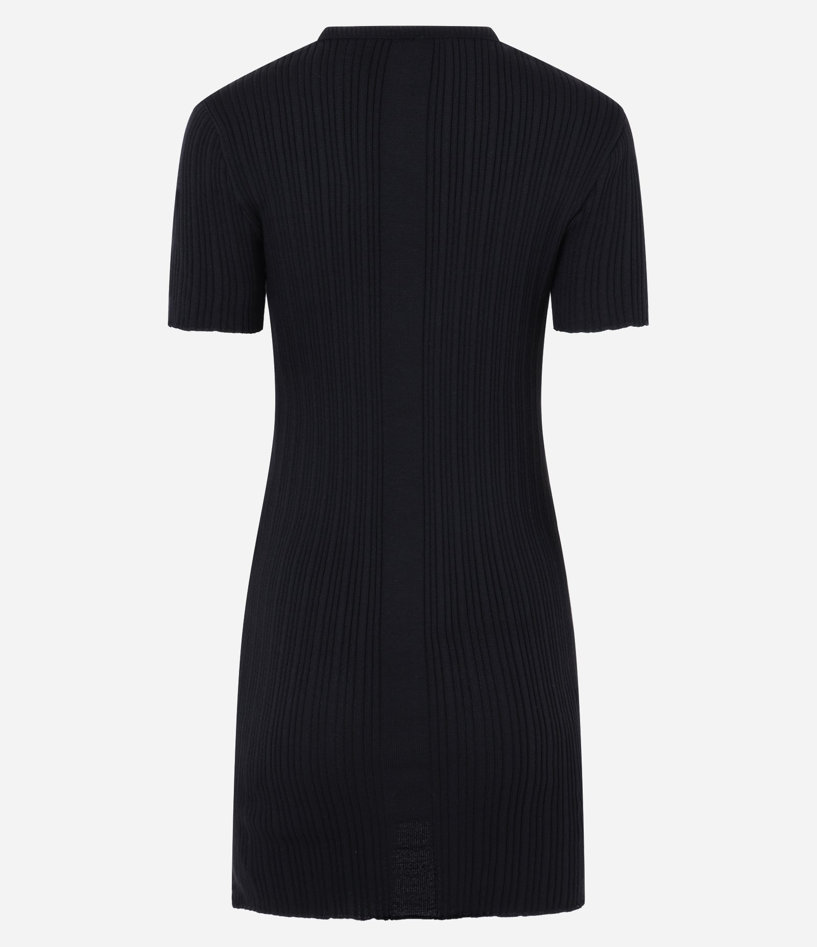 Vestido Curto em Tricô com Manga Curta Preto 6