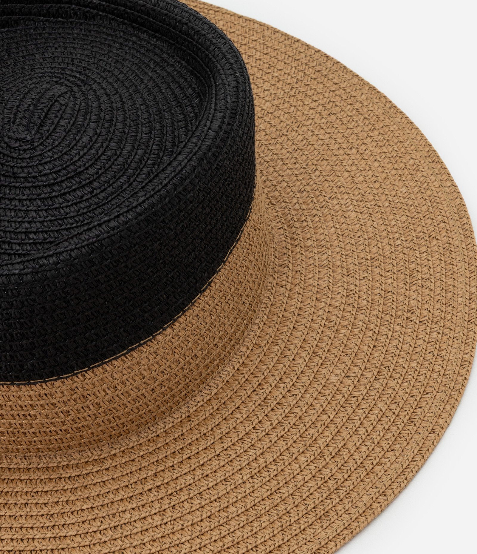 Chapéu de Praia com Aba Reta com Bloco de Cores Preto/Marrom 3