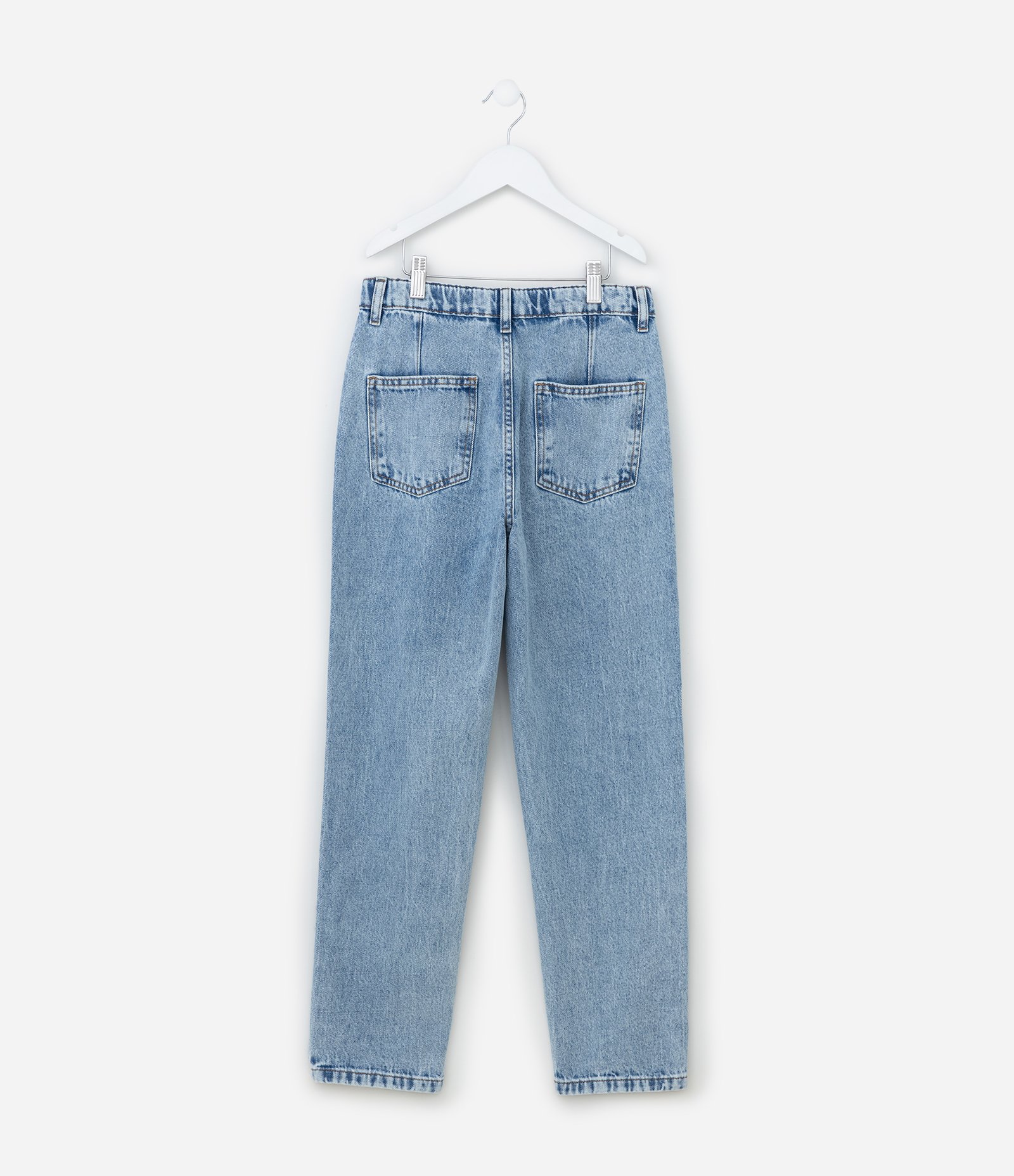 Calça Mom Infantil em Jeans com Bordados de Corações - Tam 5 a 14 Anos Azul 2