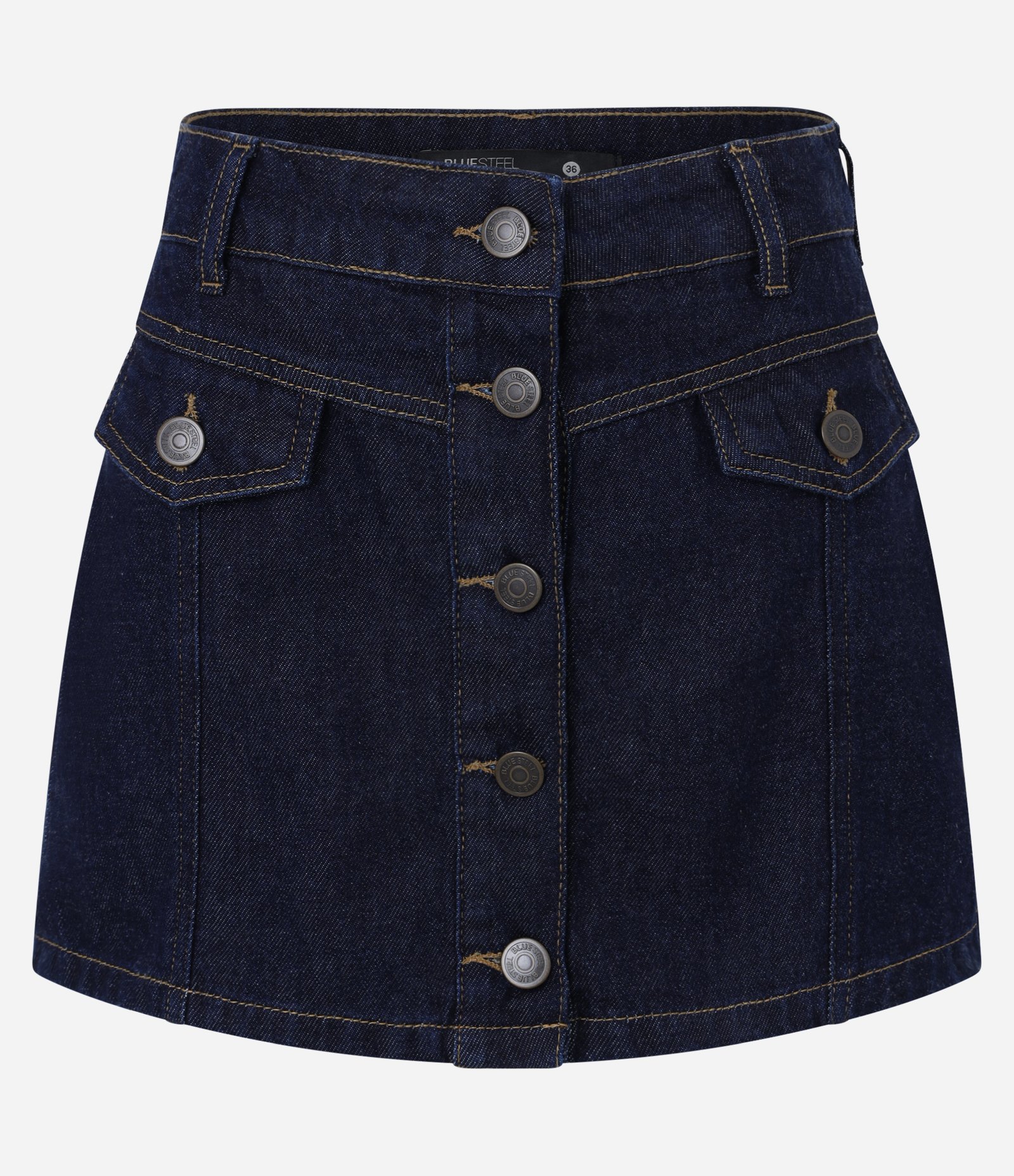 Short Saia em Jeans com Botões e Detalhe em Lapela Preto 5