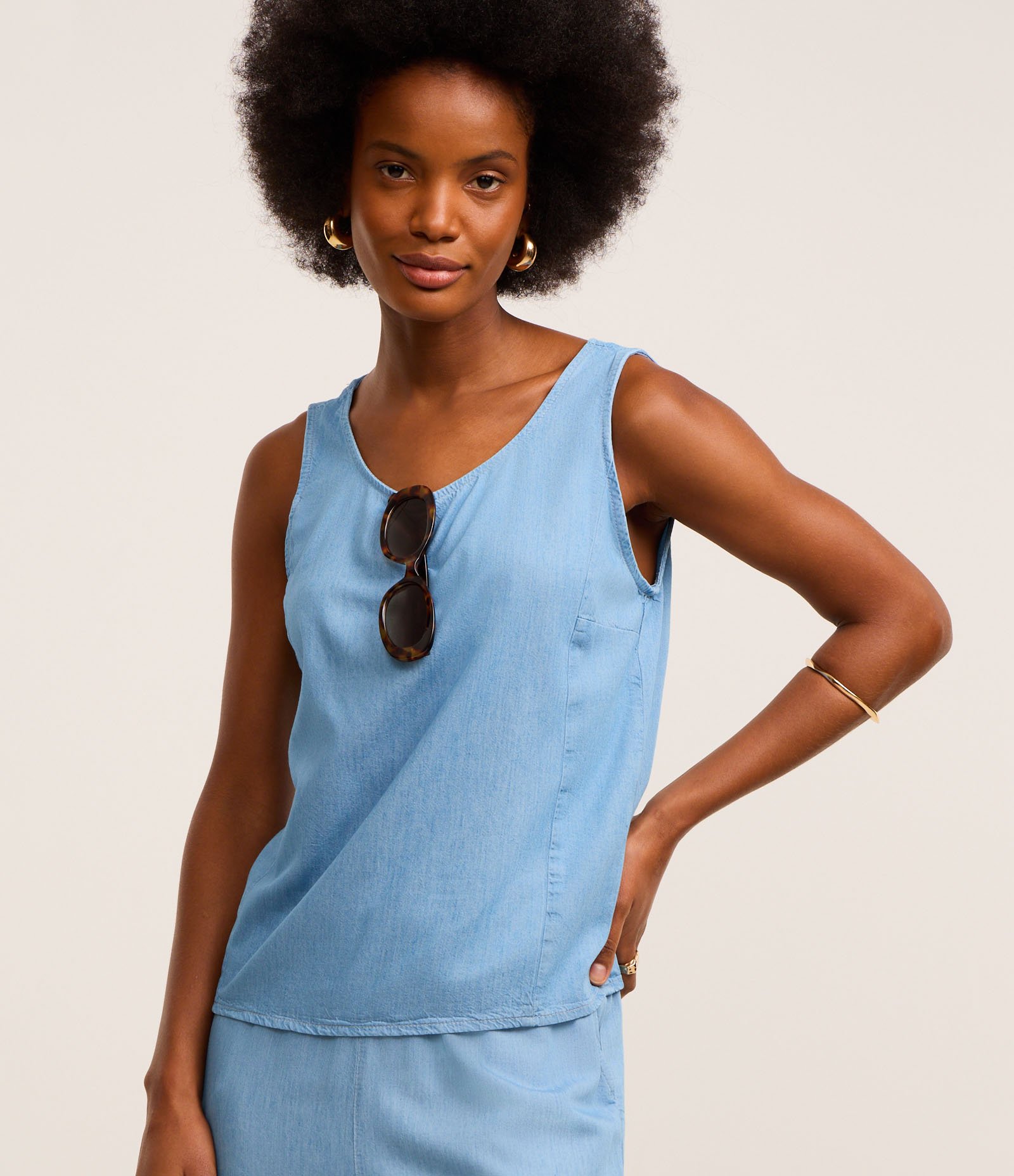 Blusa Sem Manga em Jeans Azul 1