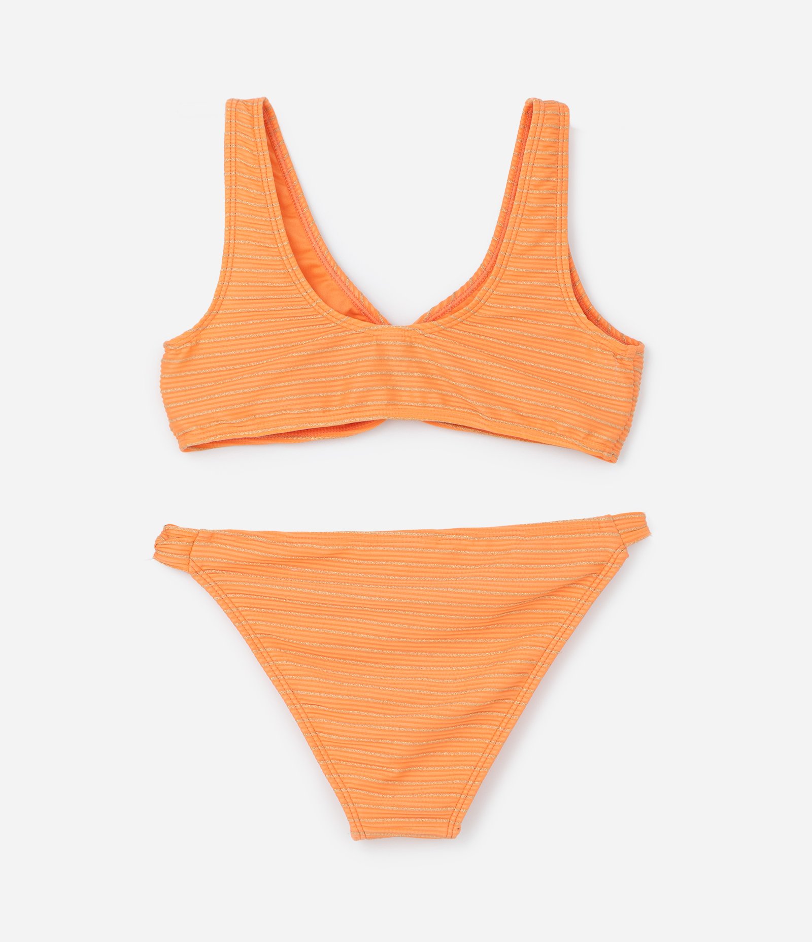 Biquíni Infantil com Fio Metalizado e Proteção UV - Tam 7 a 16 Anos Laranja 2