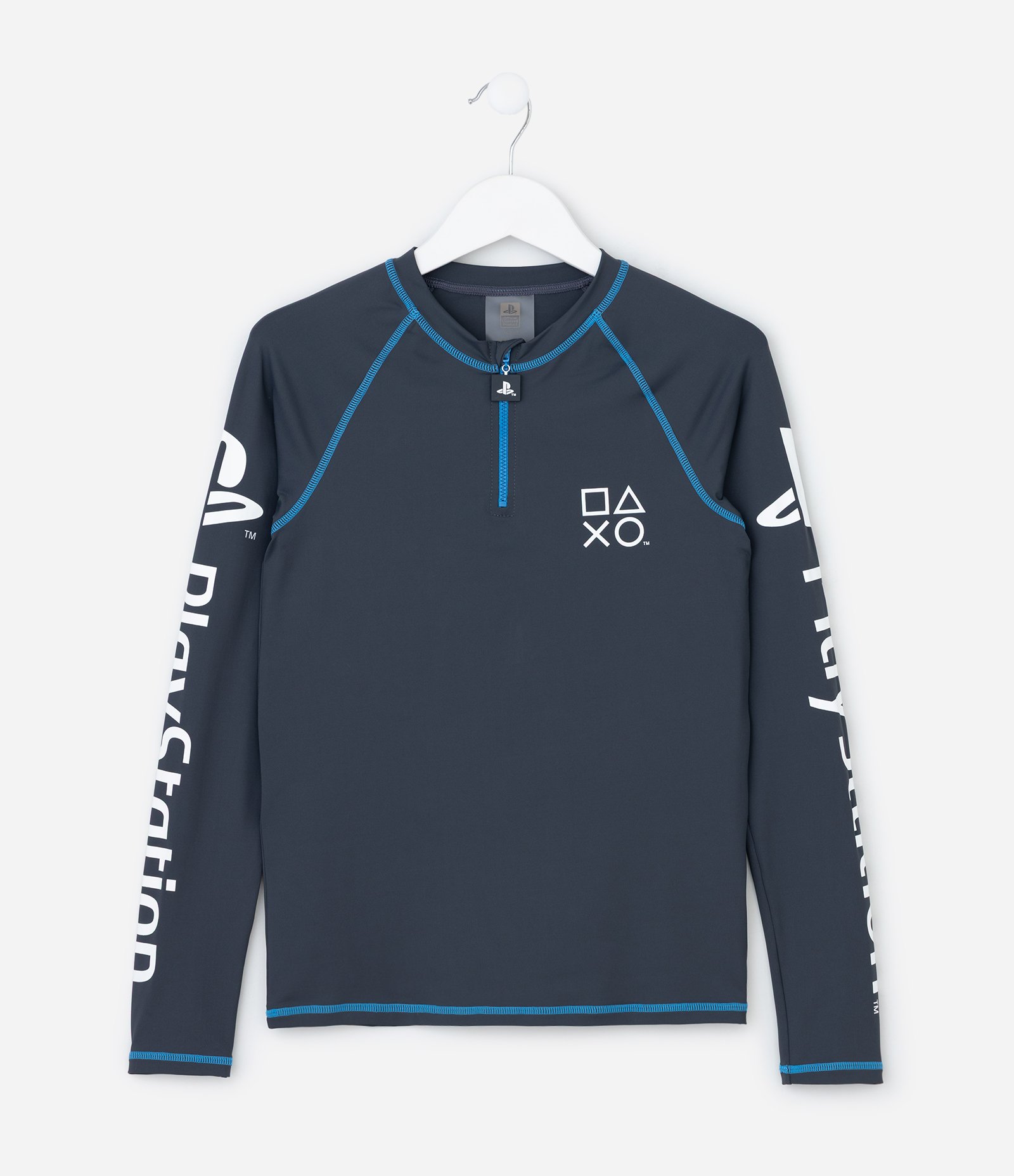 Camiseta Infantil com Proteção UV Estampa Playstation - Tam 5 a 14 Anos Azul 1