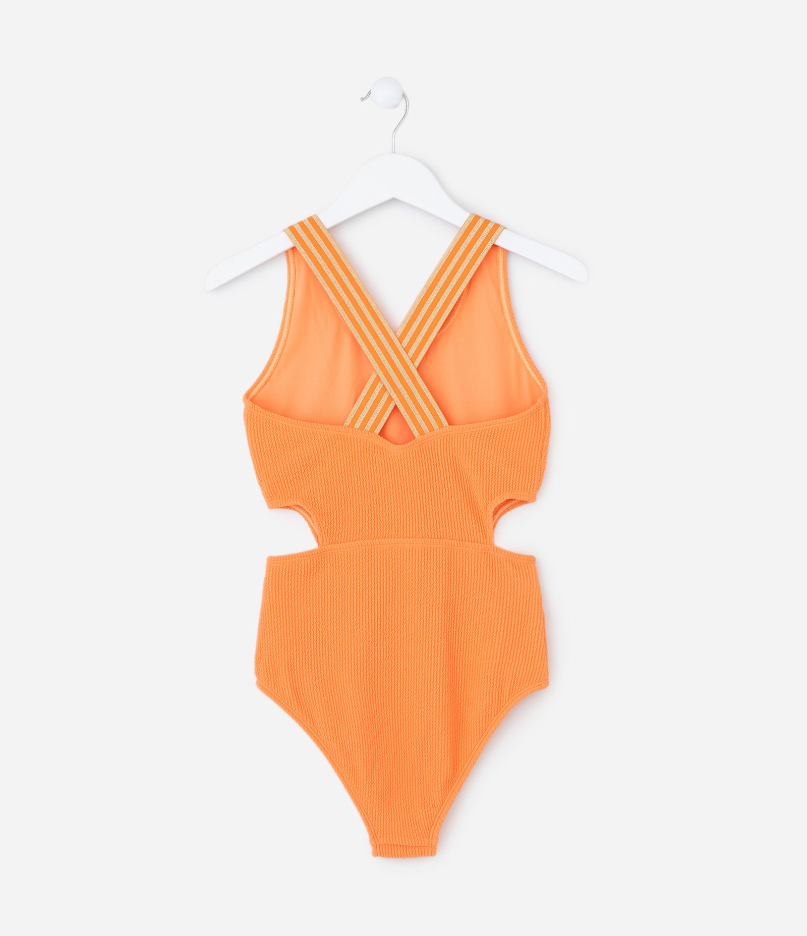 Maiô Infantil com Proteção UV e Recorte Vazado - Tam 5 a 14 Anos Laranja 2