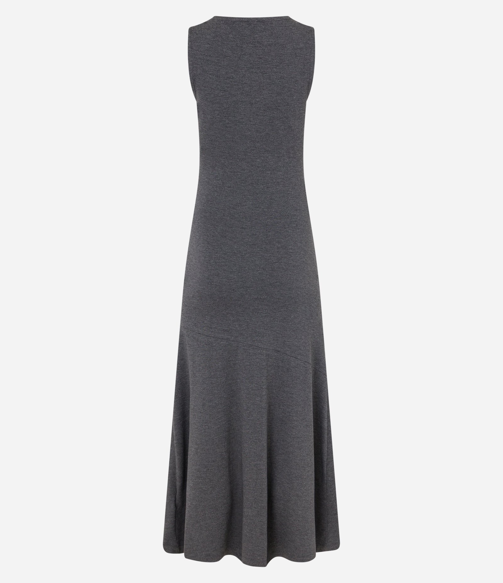 Vestido Evasê Longo em Moletinho sem Manga e com Fenda Cinza 5