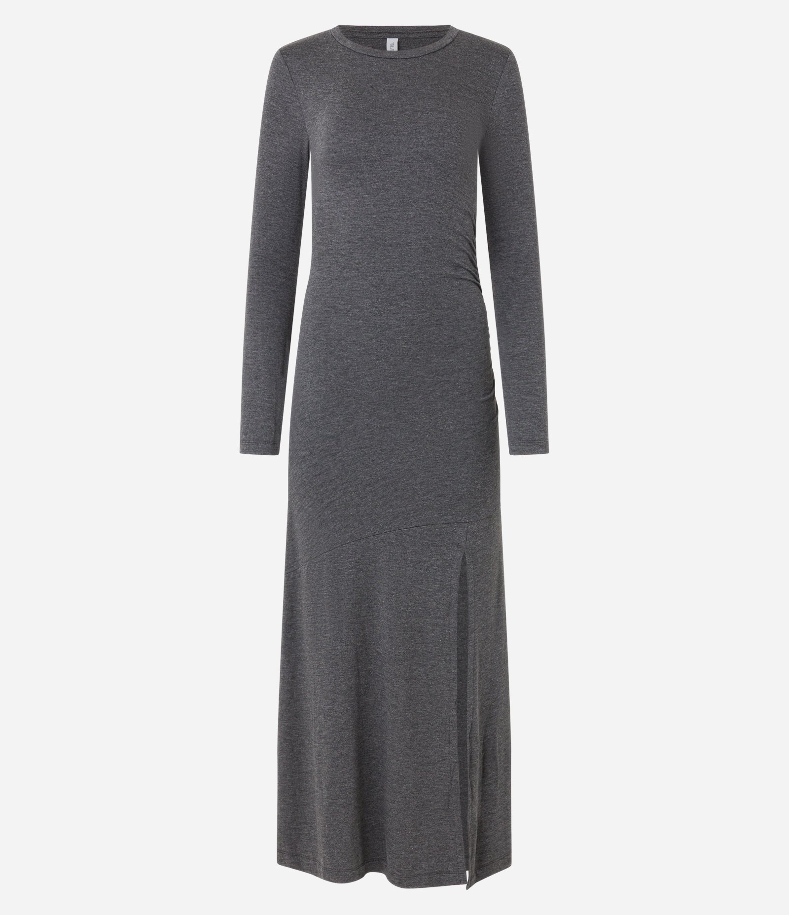 Vestido Reto Longo em Moletinho com Fenda Cinza 4