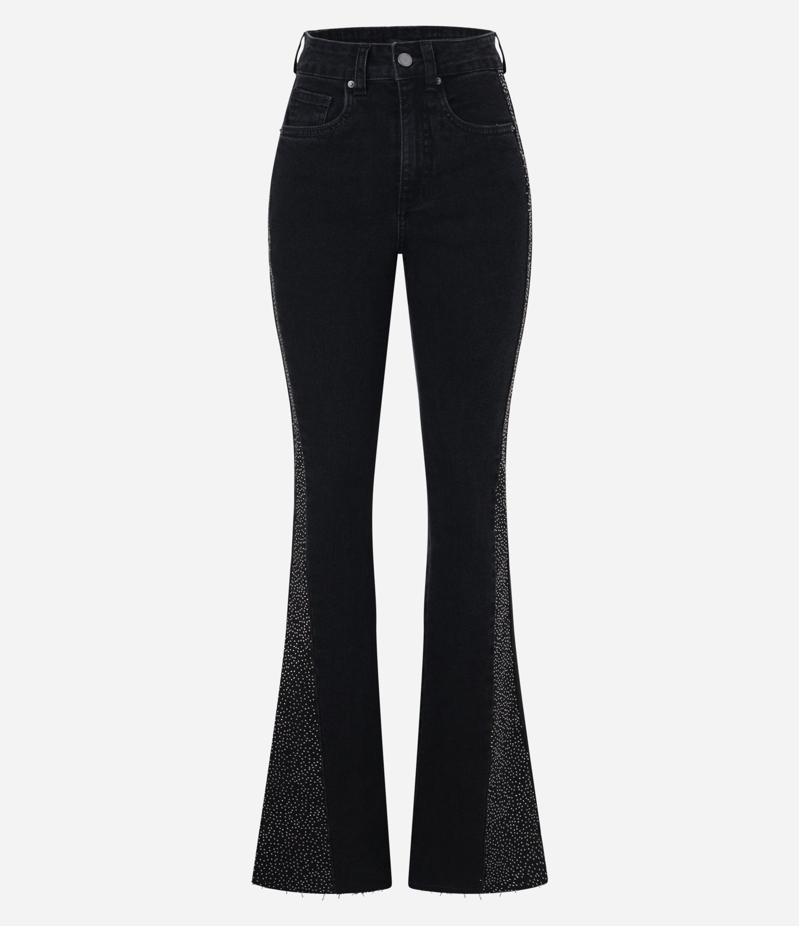 Calça Flare em Jeans com Brilho Lateral Preto 6