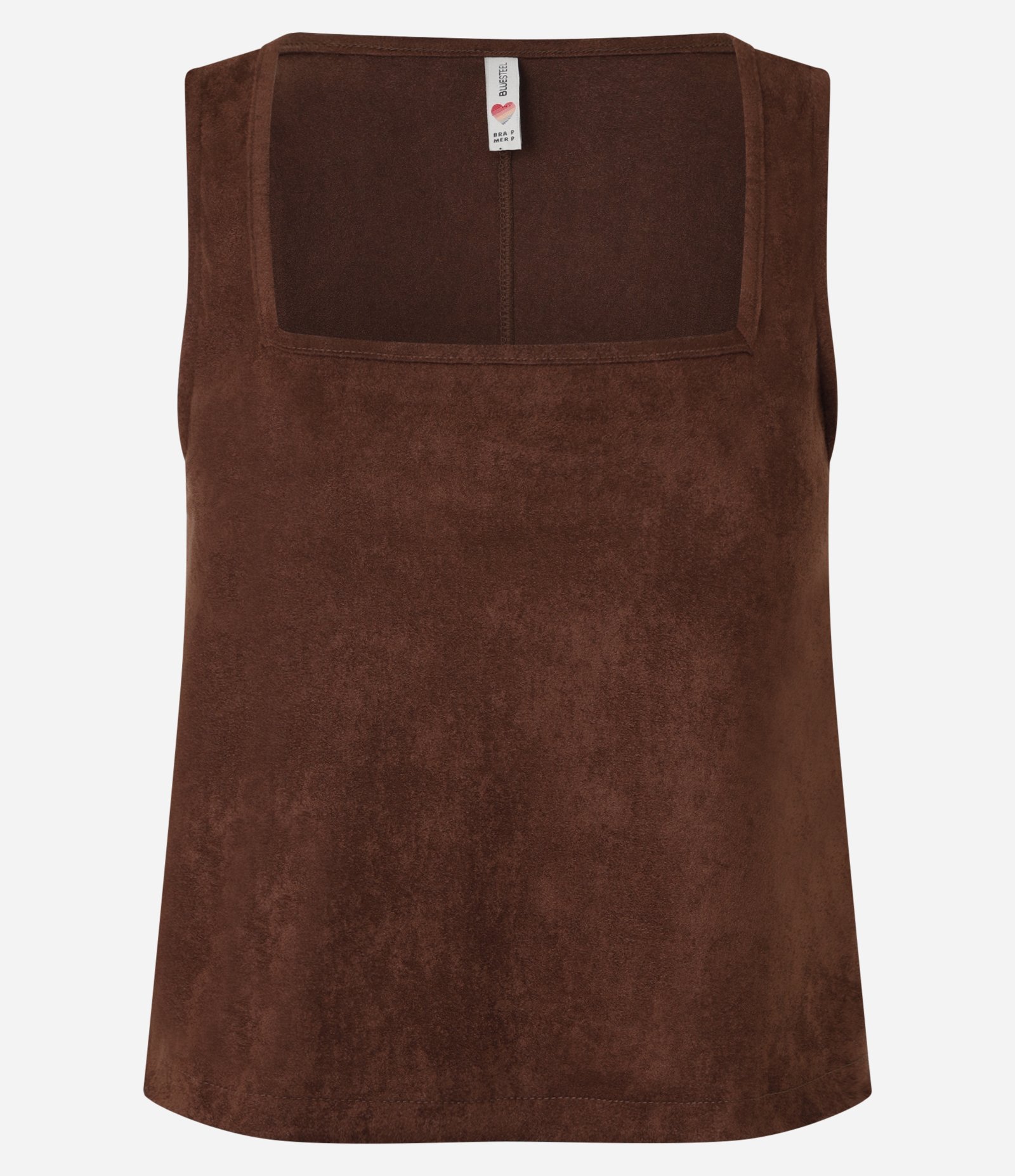 Blusa em Suede com Decote Quadrado Marrom 4