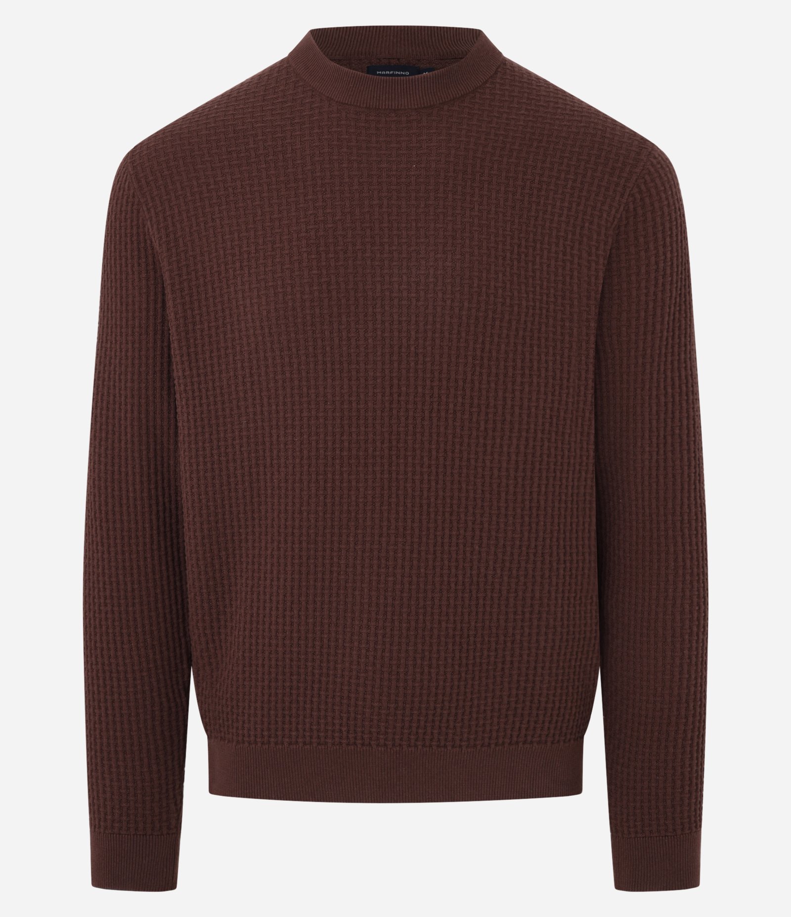 Suéter em Tricô com Textura Quadriculada Marrom 7