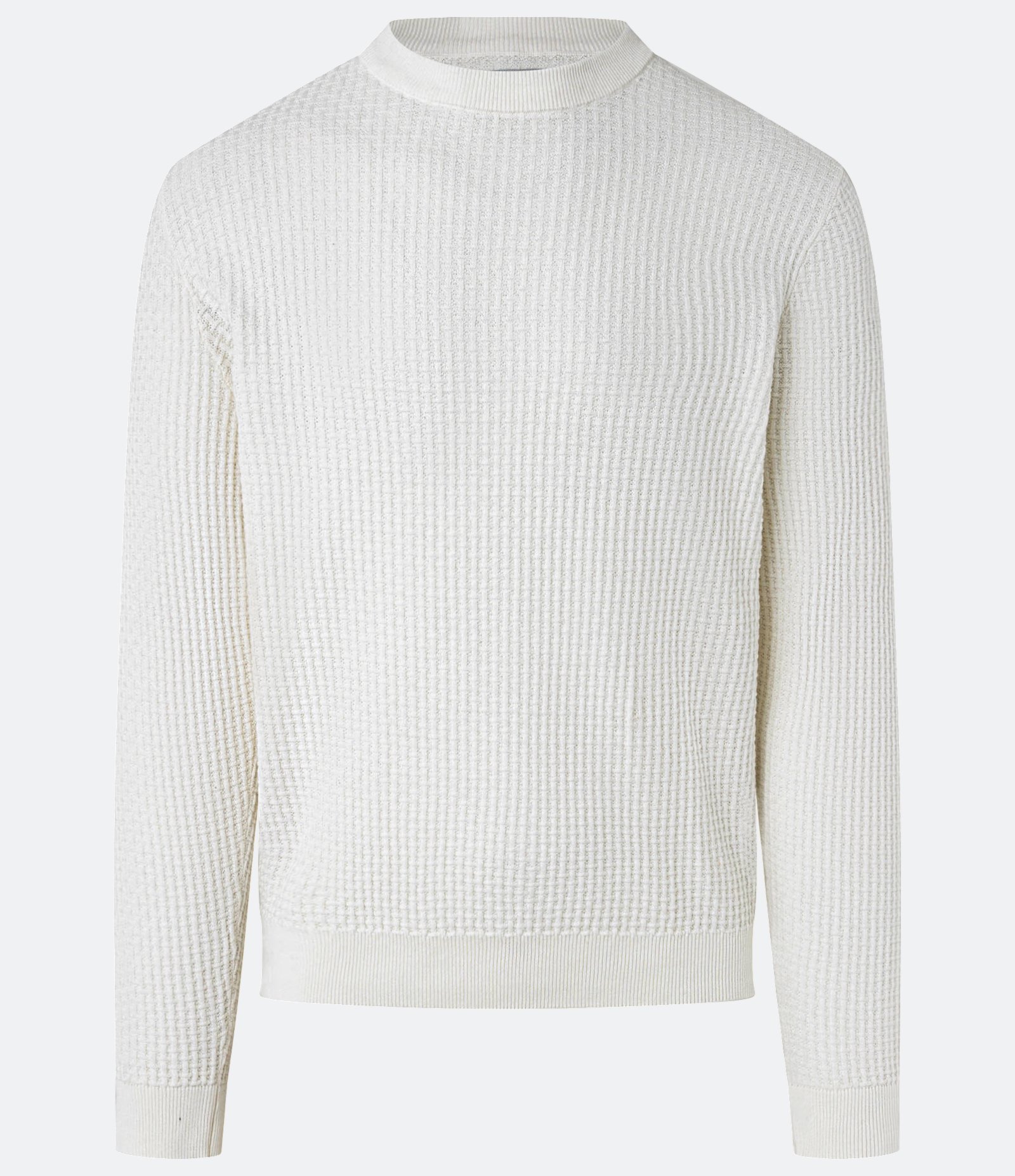 Suéter em Tricô com Textura Quadriculada Branco 6