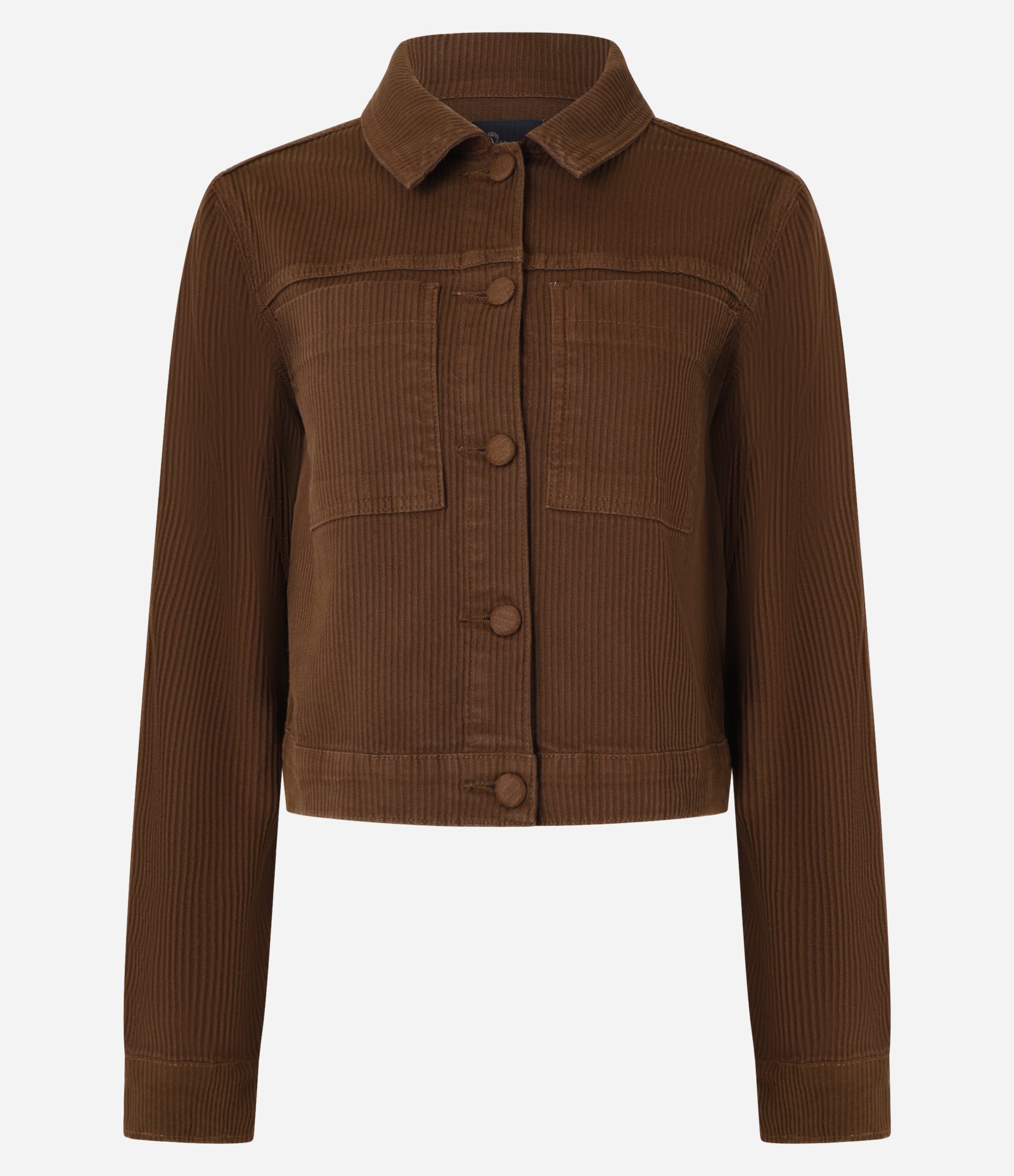 Jaqueta Regular em Sarja Cotelê com Bolsos Frontais Marrom 5