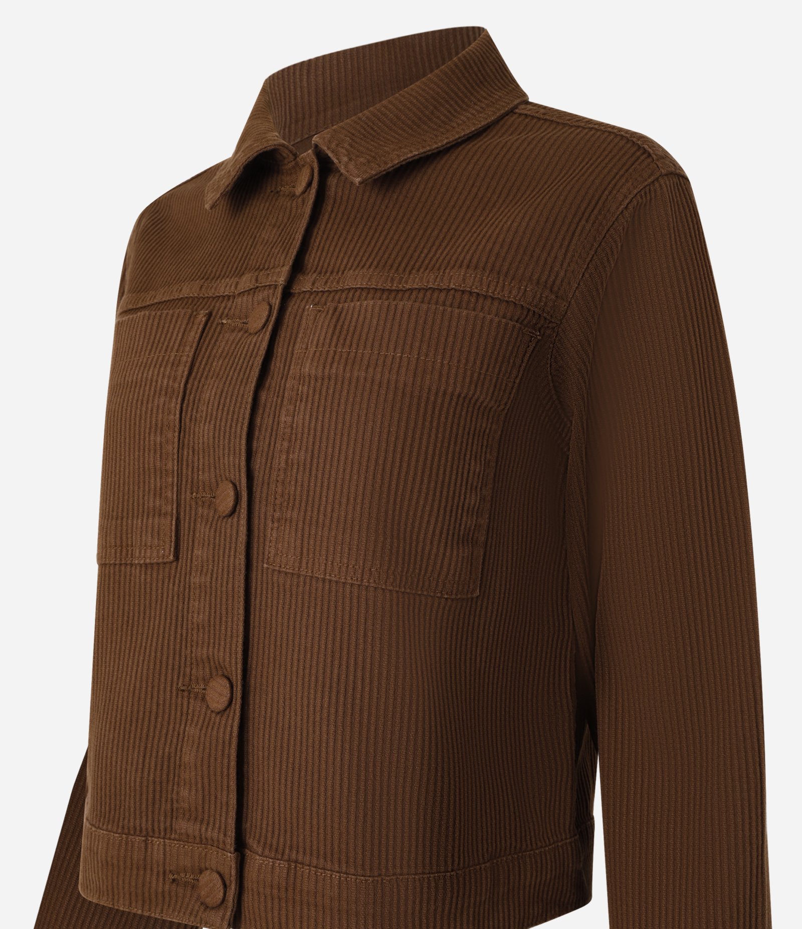 Jaqueta Regular em Sarja Cotelê com Bolsos Frontais Marrom 6