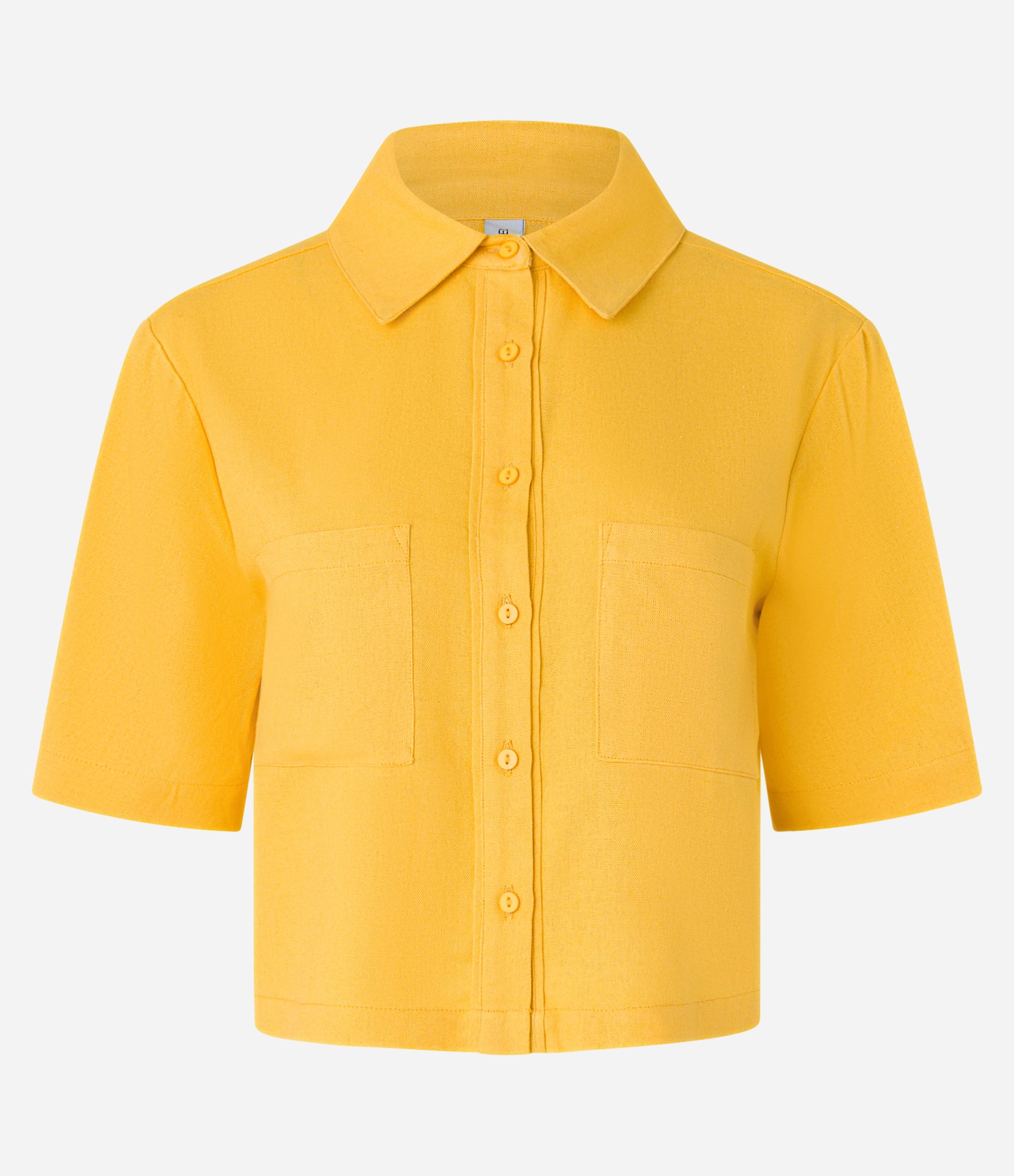 Camisa Curta com Bolsos e Botões Frontais Amarelo 5