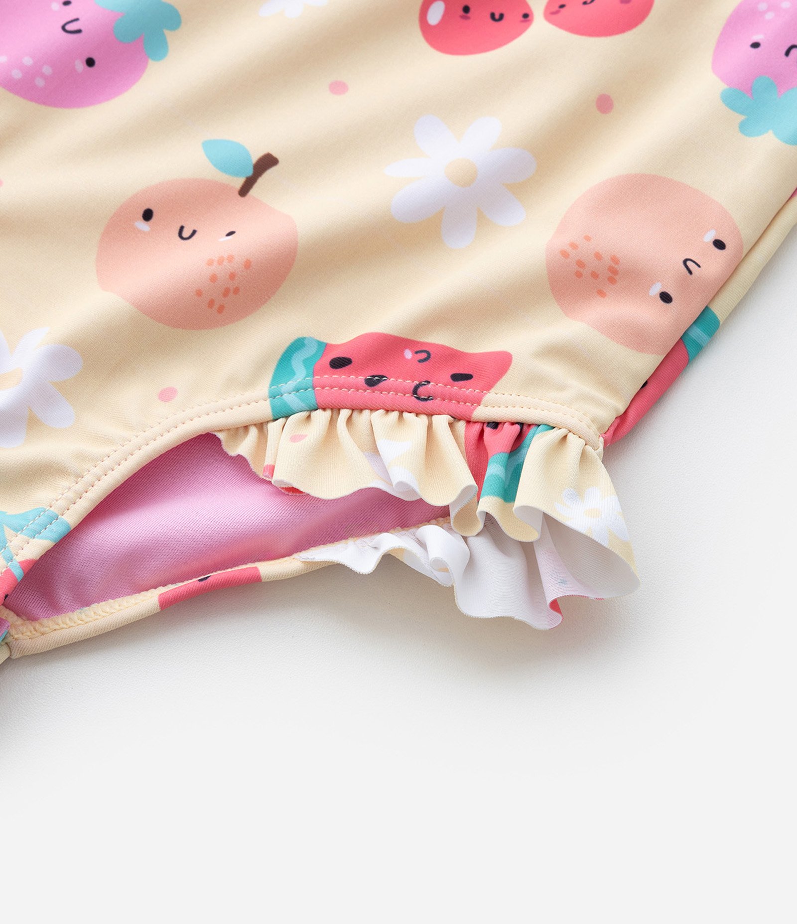 Conjunto Infantil Maiô e Chapéu com Estampa de Frutas Divertidas com Proteção UV - Tam 6-12 meses a 4 Anos Amarelo 8