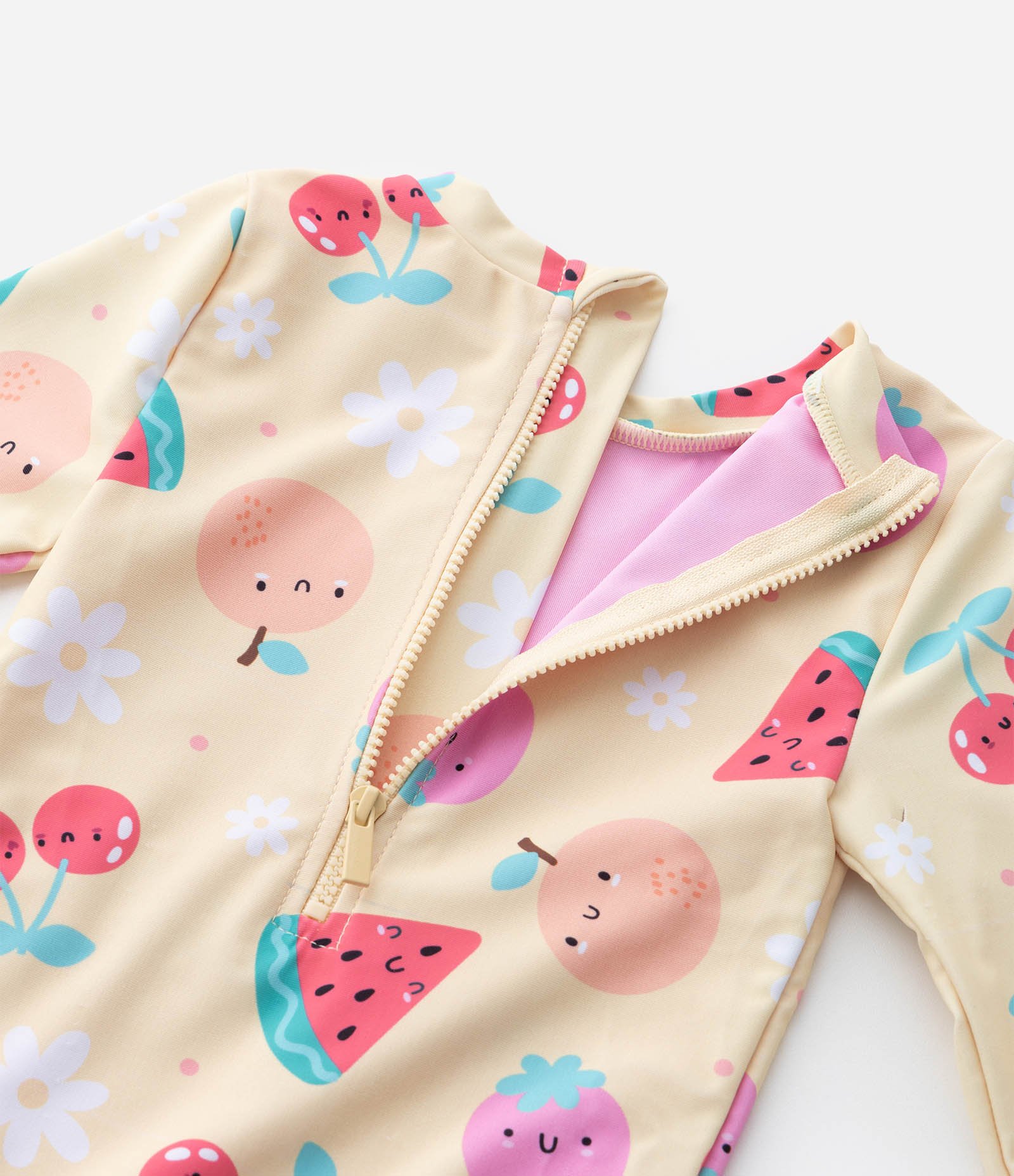 Conjunto Infantil Maiô e Chapéu com Estampa de Frutas Divertidas com Proteção UV - Tam 6-12 meses a 4 Anos Amarelo 6