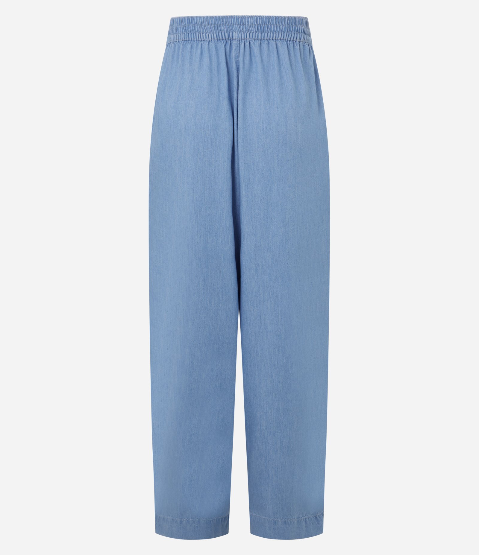 Calça Reta em Jeans com Cós Elástico Diferenciado Azul 5