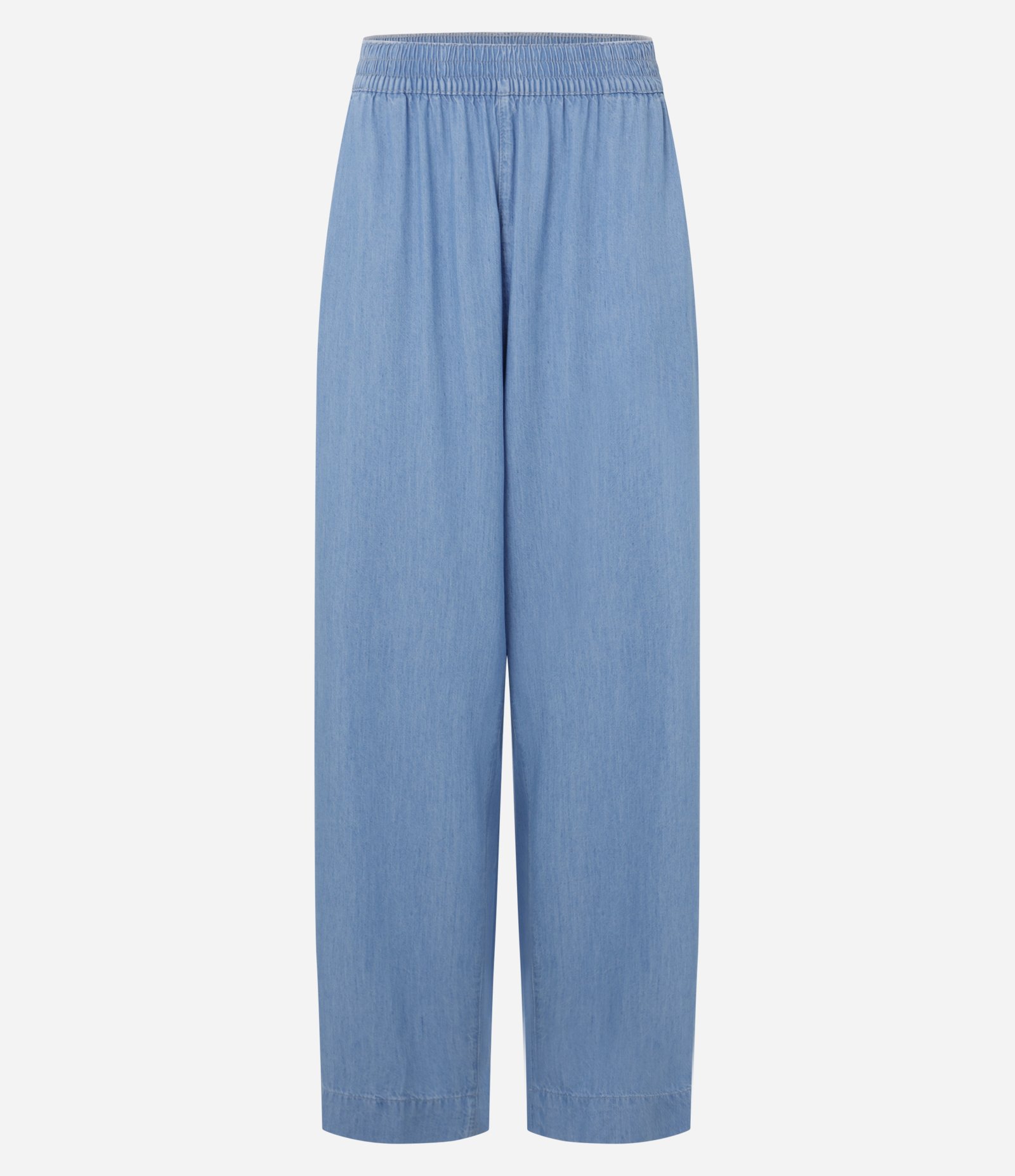 Calça Reta em Jeans com Cós Elástico Diferenciado Azul 6