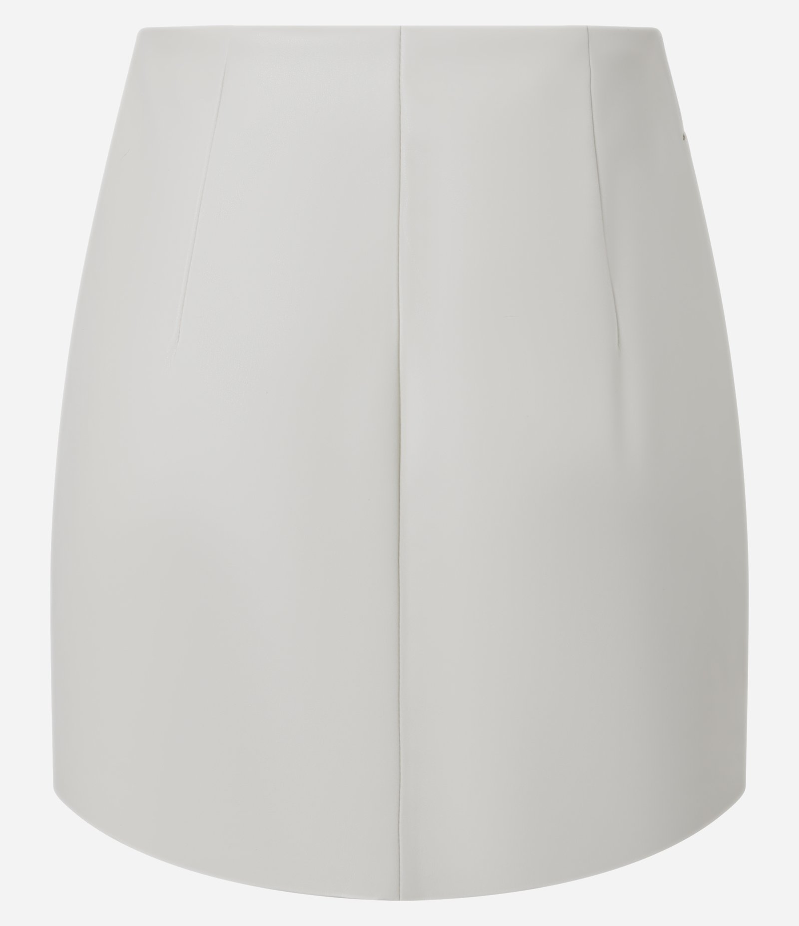 Saia Reta Curta em PU com Bolsos e Vista Oculta Bege 6