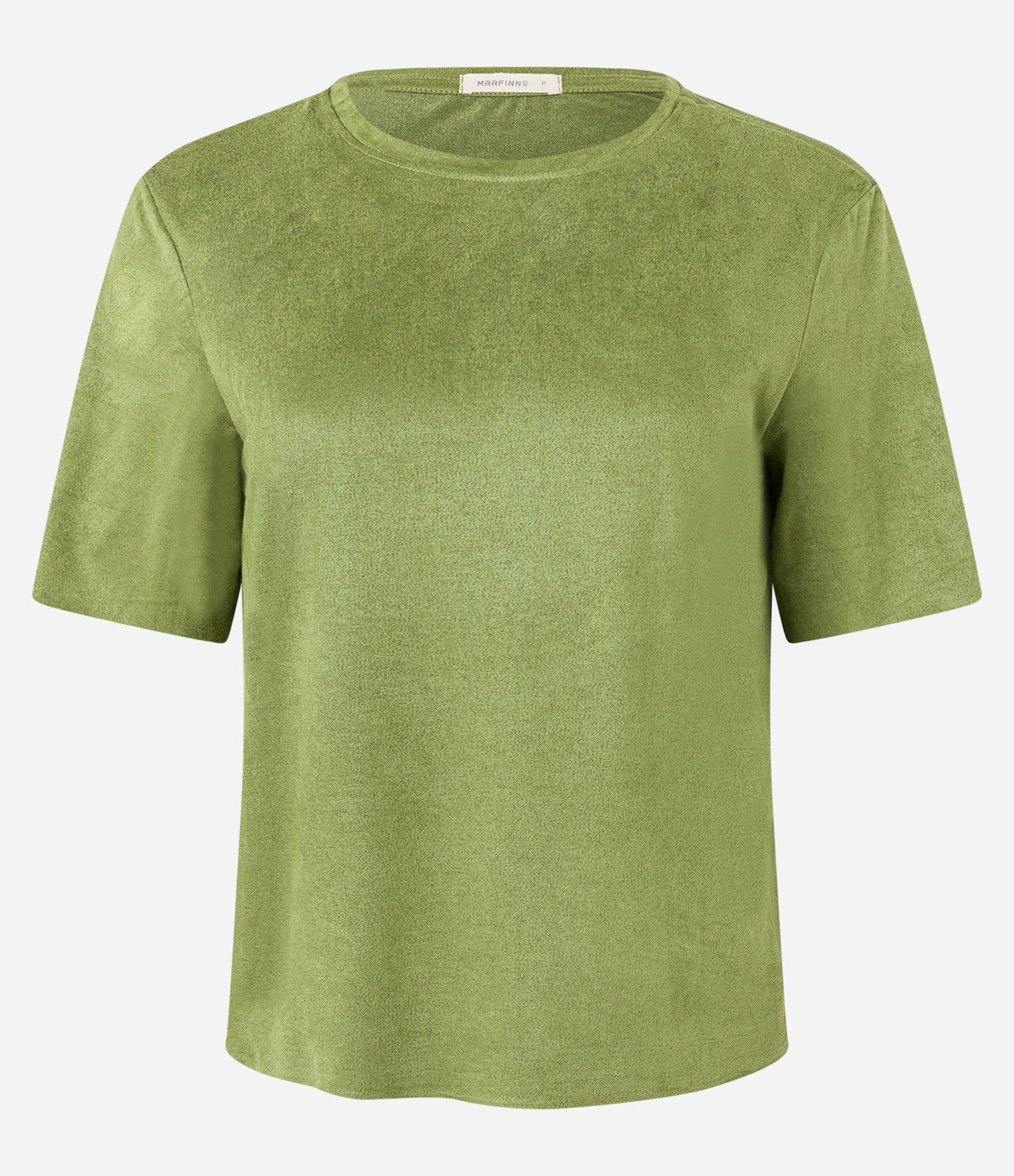 Blusa em Suede com Gola Redonda e Manga Curta Verde Oliva 5