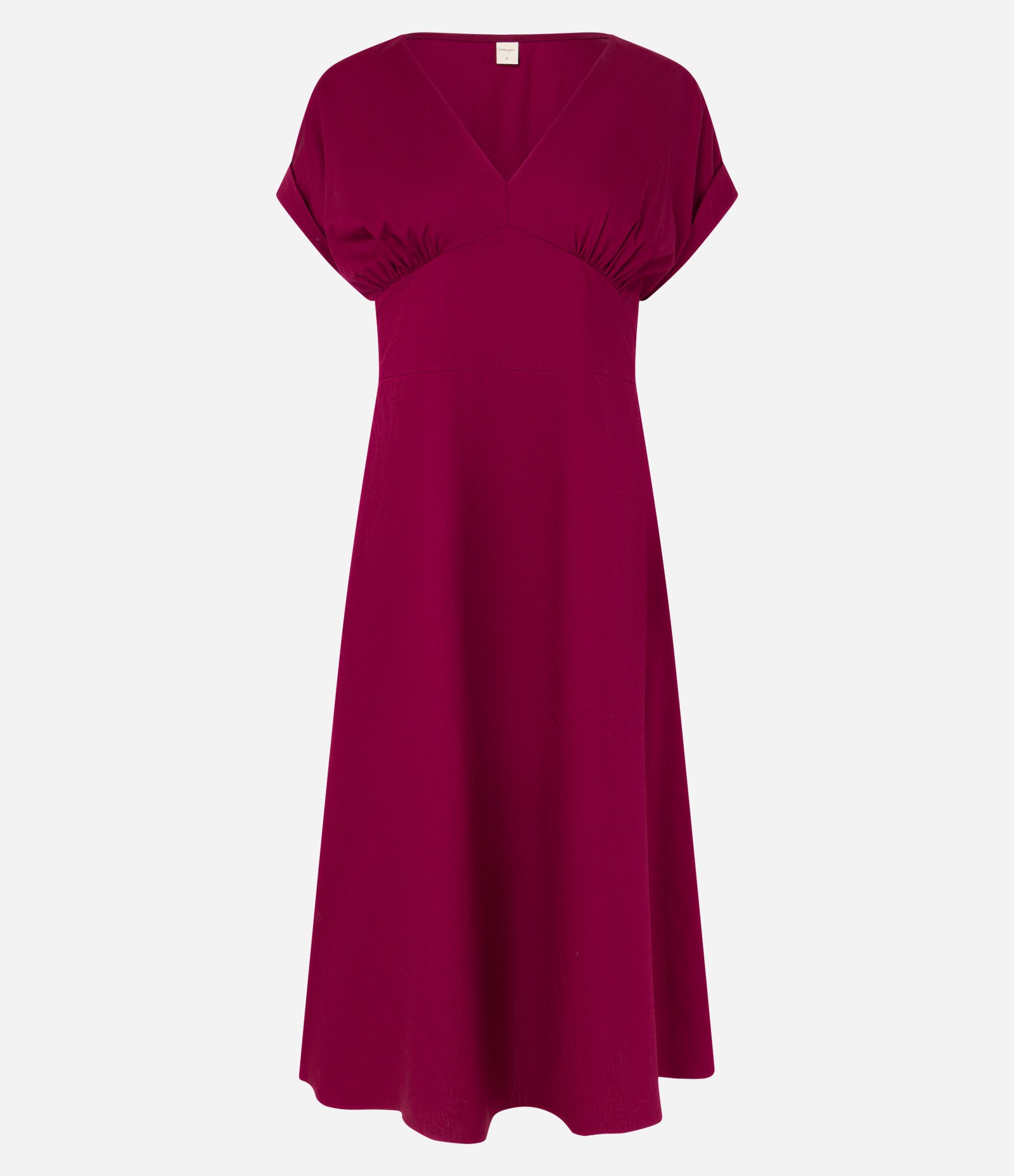 Vestido Evasê Midi em Tricoline com Manga Dobrada Vinho 5