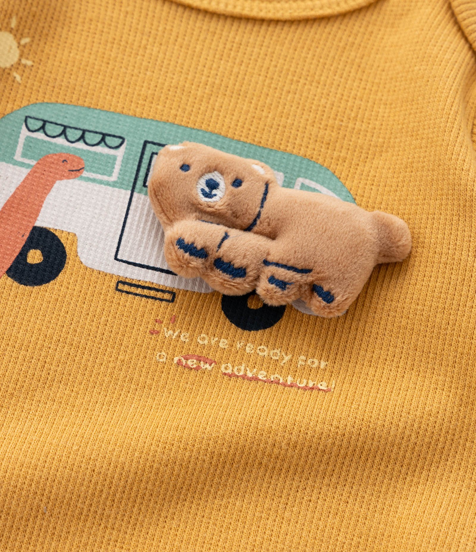 Body Infantil com Estampa Interativa Ônibus e Urso - Tam 0 a 18 meses Amarelo 6