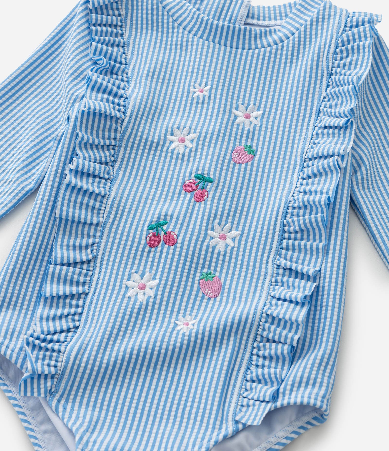 Maiô Infantil com Proteção UV e Babadinhos - Tam 1 a 4 Anos Azul 7